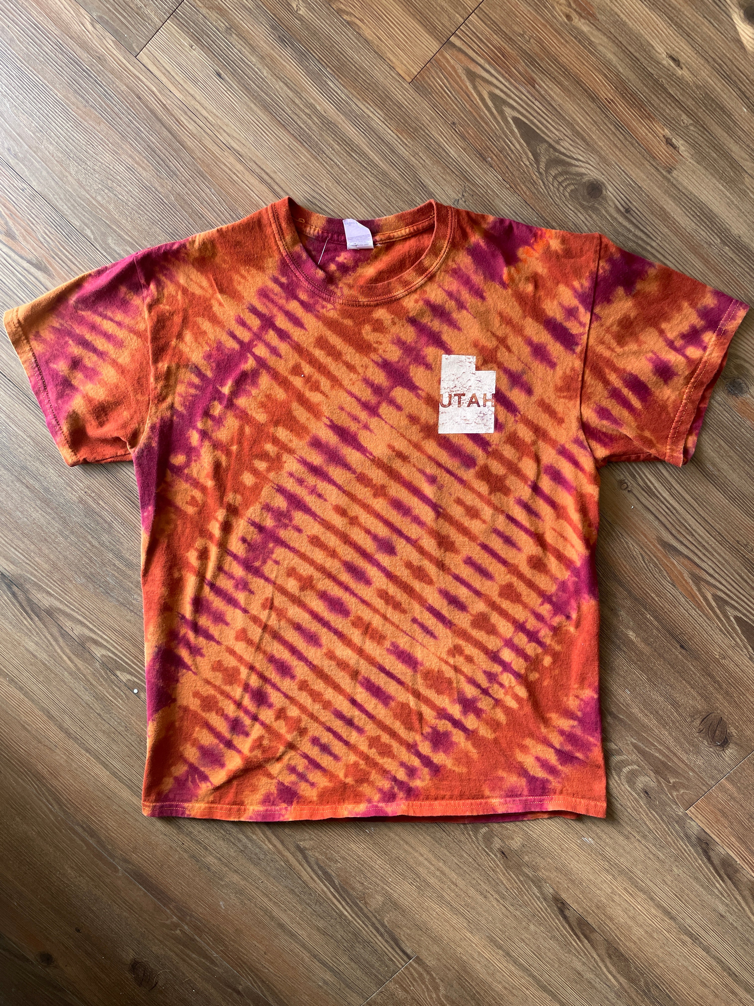 LARGE Men’s Utah Desert Doublesided Handmade Tie Dye T-Shirt | One-Of-a-Kind Orange and Red Short Sleeve