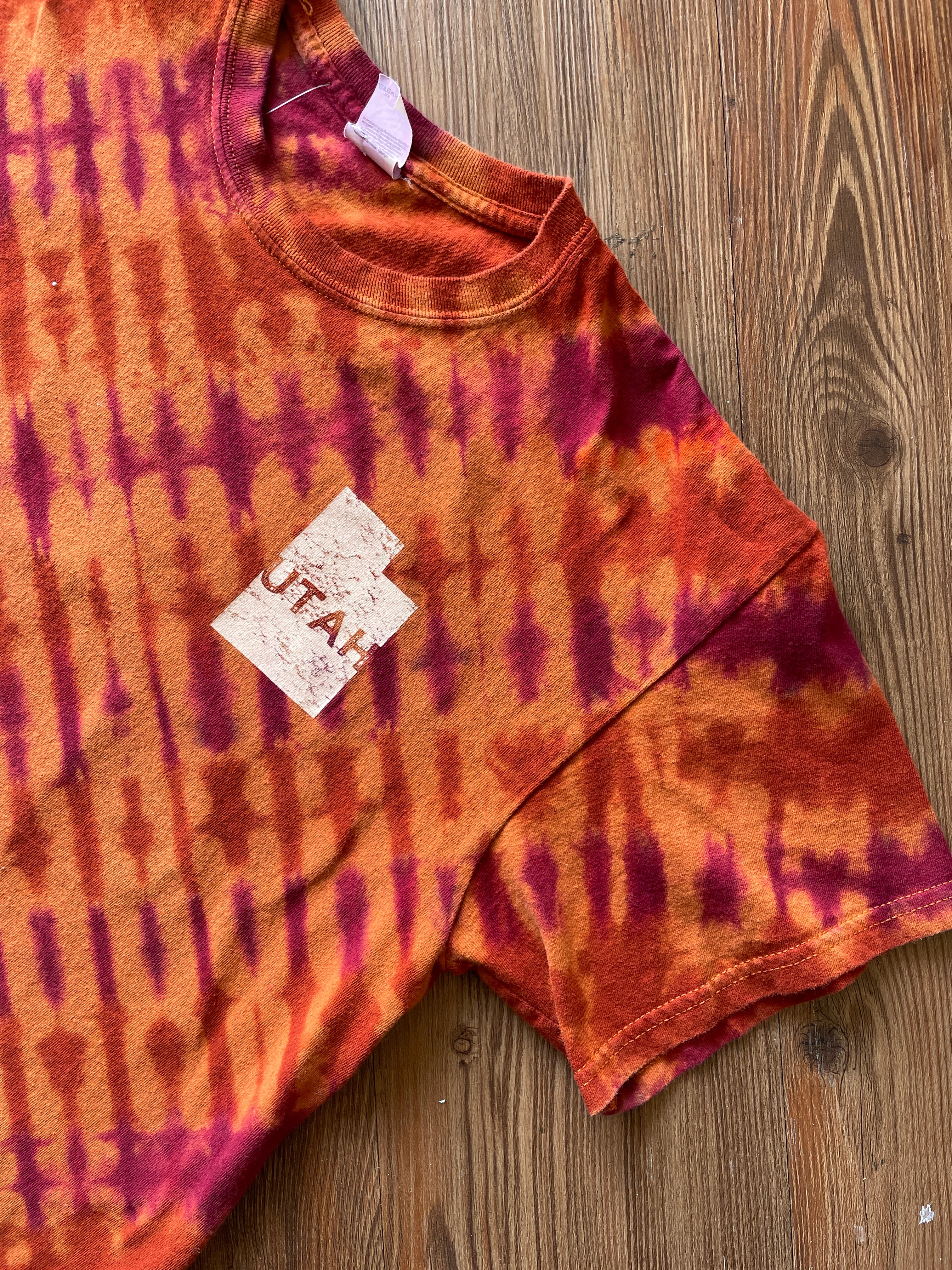 LARGE Men’s Utah Desert Doublesided Handmade Tie Dye T-Shirt | One-Of-a-Kind Orange and Red Short Sleeve