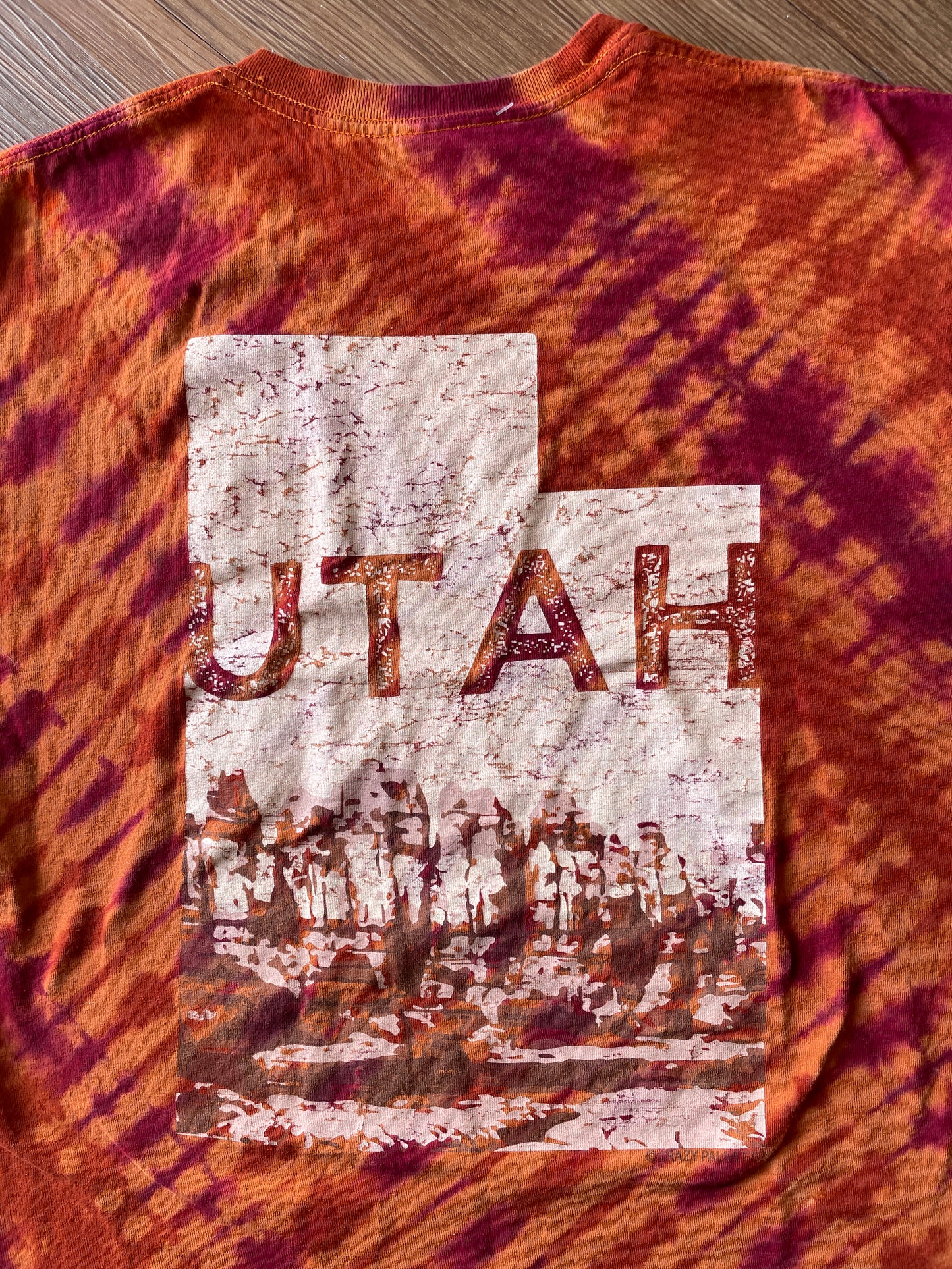 LARGE Men’s Utah Desert Doublesided Handmade Tie Dye T-Shirt | One-Of-a-Kind Orange and Red Short Sleeve