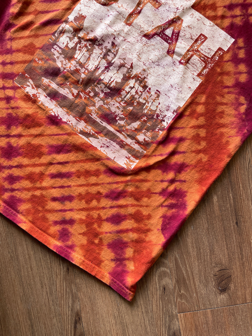 LARGE Men’s Utah Desert Doublesided Handmade Tie Dye T-Shirt | One-Of-a-Kind Orange and Red Short Sleeve