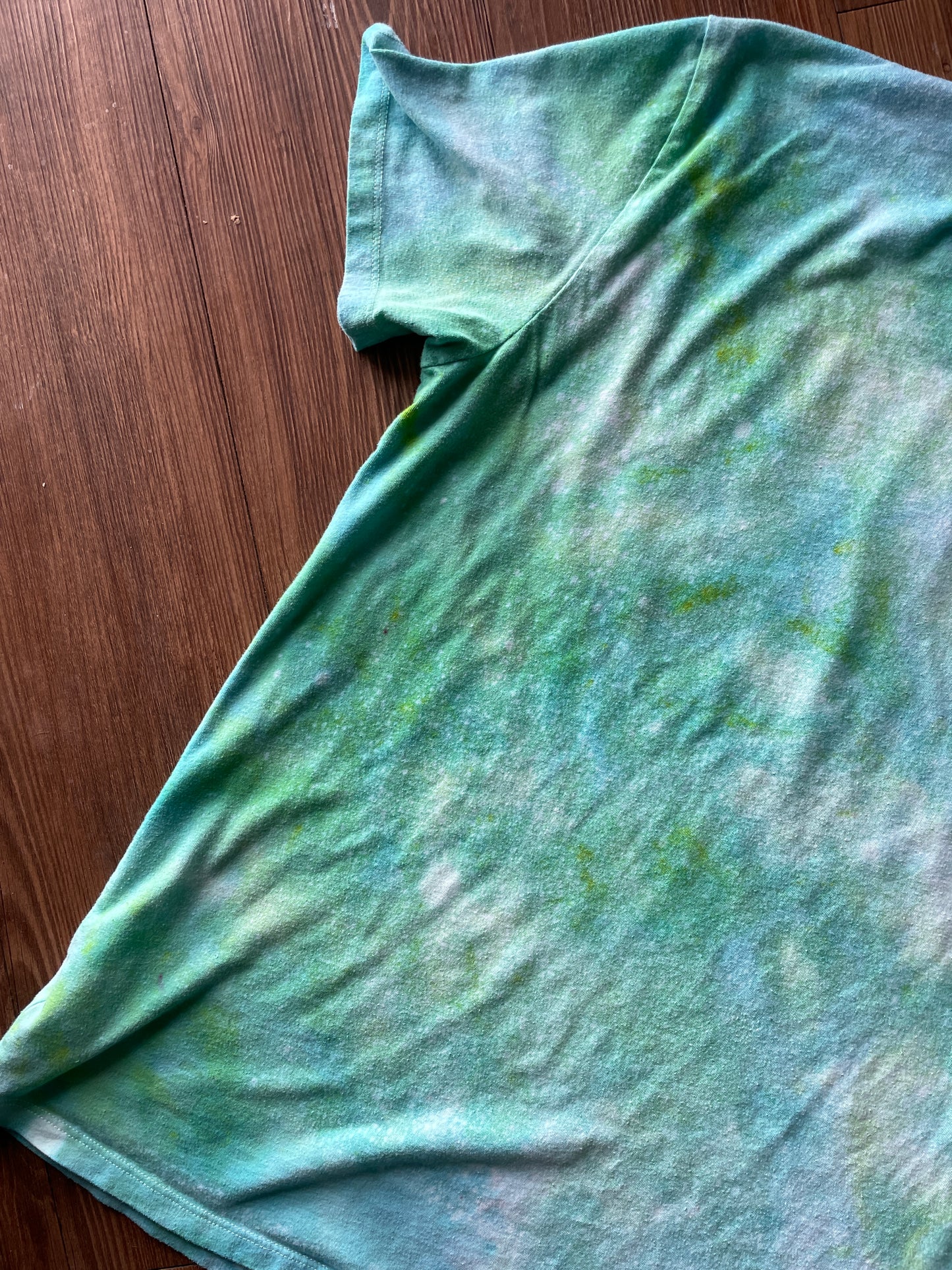 XL Men’s Star Wars The Mandalorian Grogu Galaxy Handmade Tie Dye T-Shirt | One-Of-a-Kind Shades of Green Snow Dyed Short Sleeve