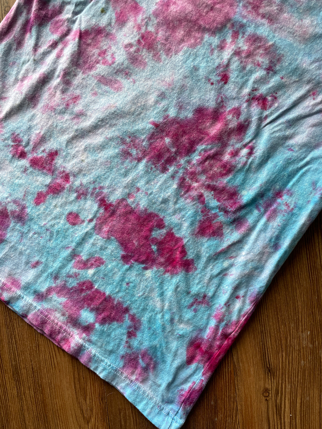 M/L Men’s Harry Potter and the Deathly Hallows Galaxy Handmade Tie Dye T-Shirt | One-Of-a-Kind Blue and Pink Snow Dyed Short Sleeve