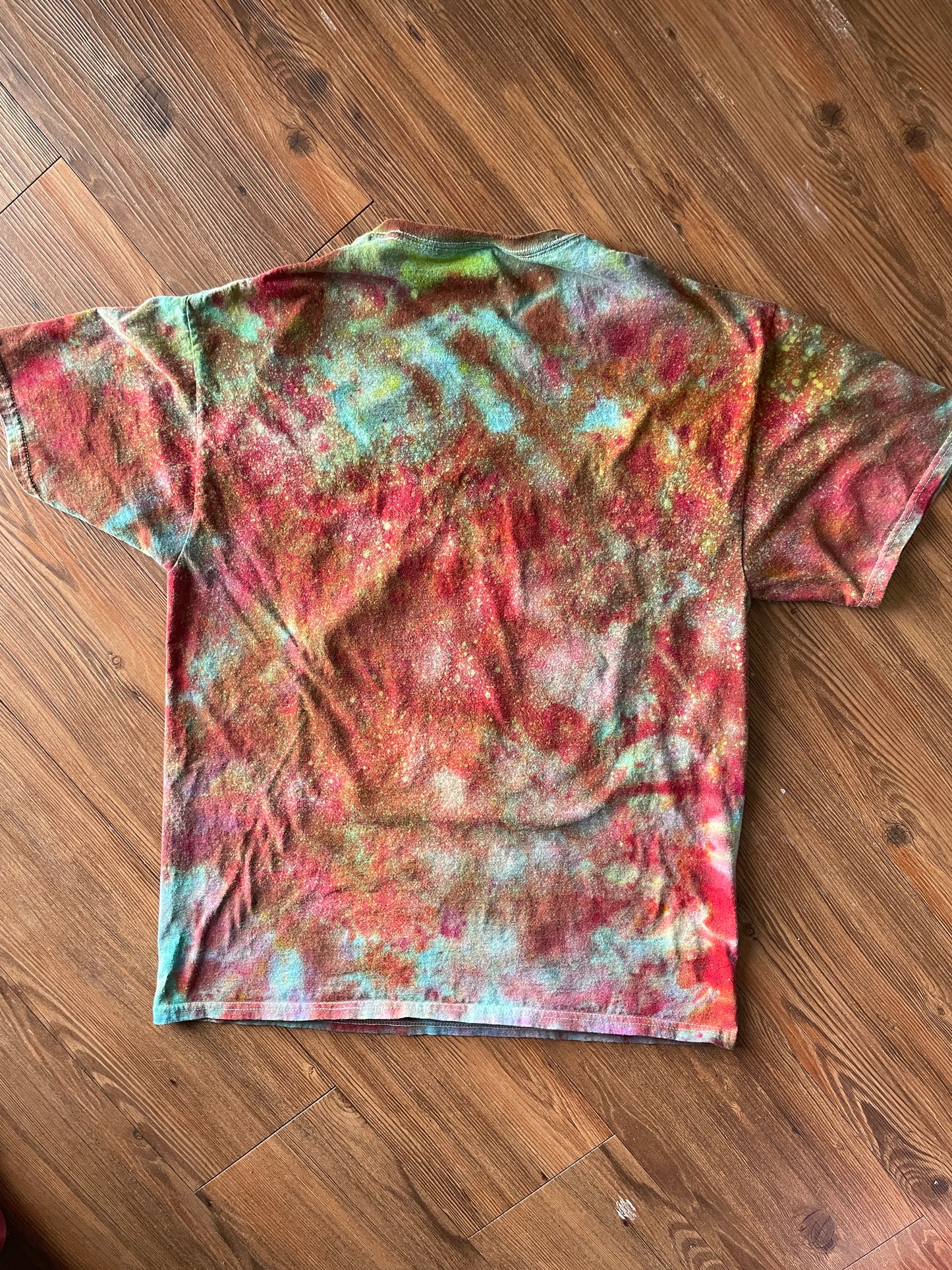 LARGE Men’s Bob Ross Mistakes Galaxy Handmade Tie Dye T-Shirt | One-Of-a-Kind Rainbow Snow Dyed Short Sleeve