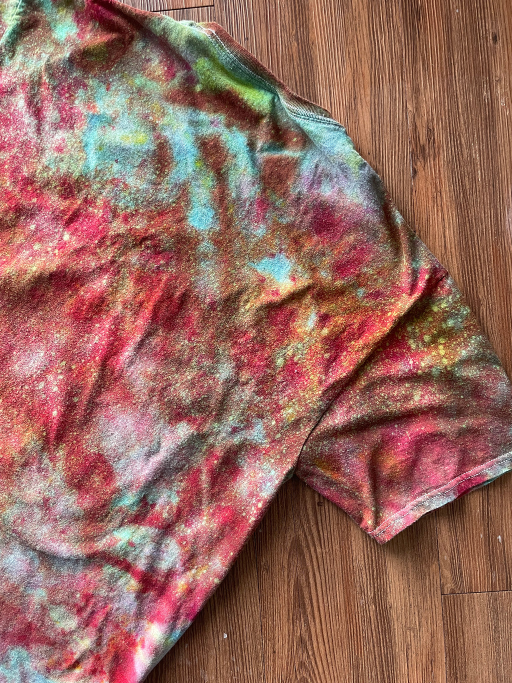 LARGE Men’s Bob Ross Mistakes Galaxy Handmade Tie Dye T-Shirt | One-Of-a-Kind Rainbow Snow Dyed Short Sleeve