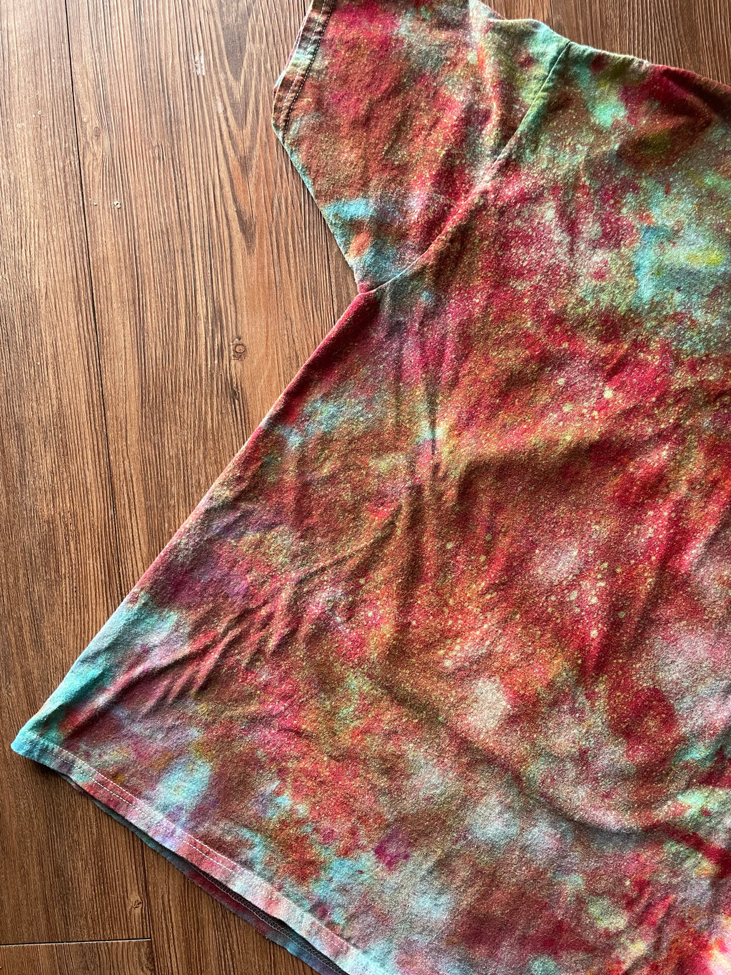 LARGE Men’s Bob Ross Mistakes Galaxy Handmade Tie Dye T-Shirt | One-Of-a-Kind Rainbow Snow Dyed Short Sleeve