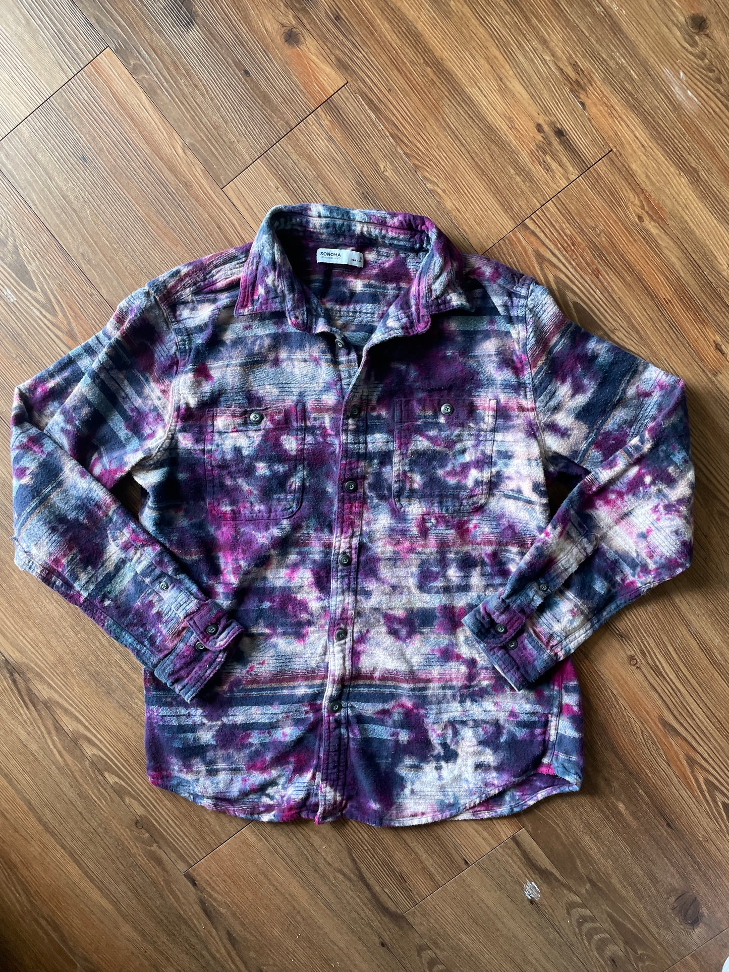 MEDIUM Men’s Sonoma Galaxy Grunge Handmade Tie Dye Flannel Shirt | One-Of-a-Kind Pastel Upcycled LongSleeve