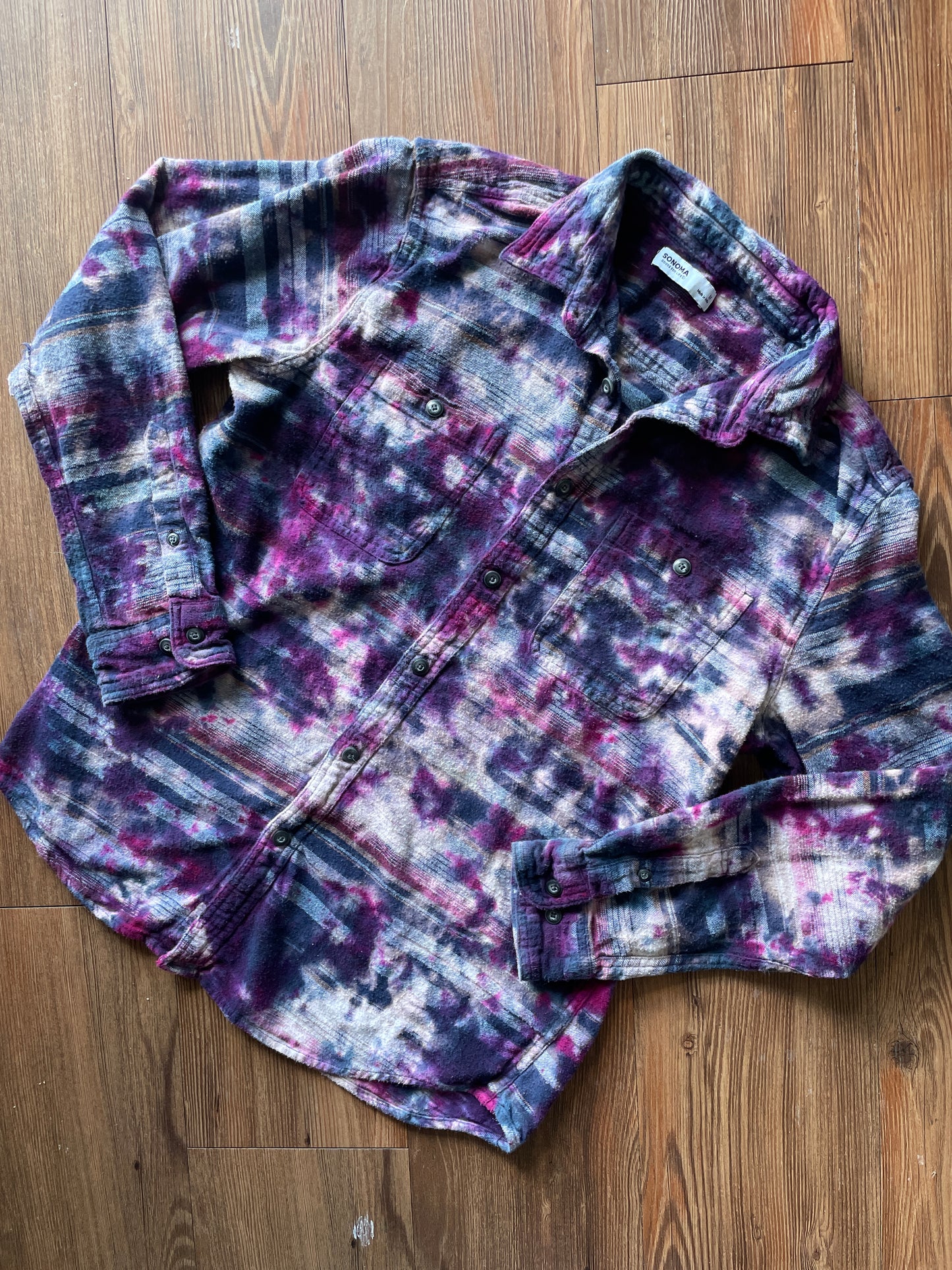 MEDIUM Men’s Sonoma Galaxy Grunge Handmade Tie Dye Flannel Shirt | One-Of-a-Kind Pastel Upcycled LongSleeve