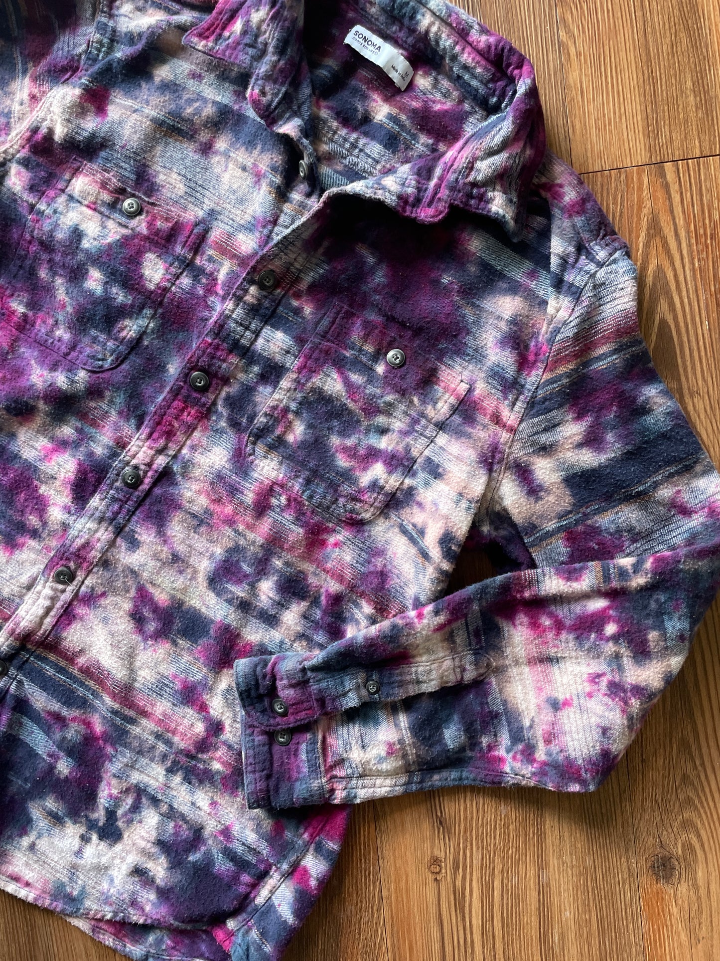 MEDIUM Men’s Sonoma Galaxy Grunge Handmade Tie Dye Flannel Shirt | One-Of-a-Kind Pastel Upcycled LongSleeve