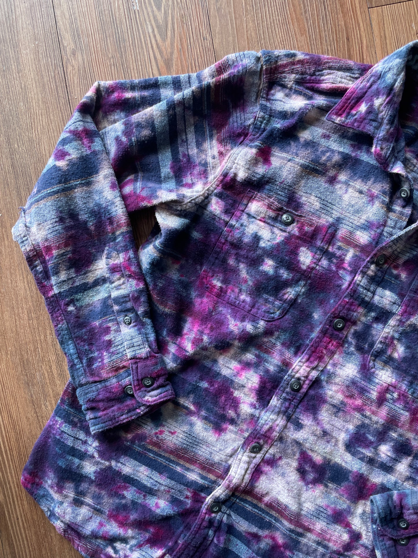 MEDIUM Men’s Sonoma Galaxy Grunge Handmade Tie Dye Flannel Shirt | One-Of-a-Kind Pastel Upcycled LongSleeve