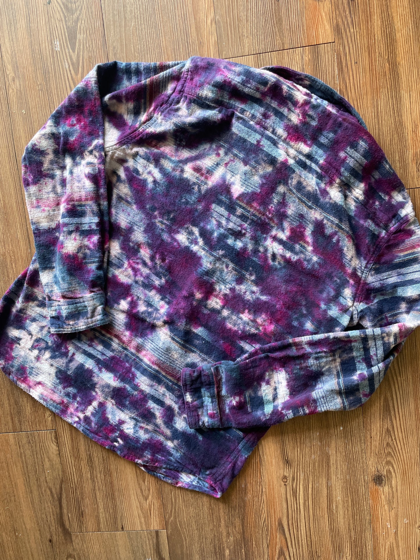 MEDIUM Men’s Sonoma Galaxy Grunge Handmade Tie Dye Flannel Shirt | One-Of-a-Kind Pastel Upcycled LongSleeve