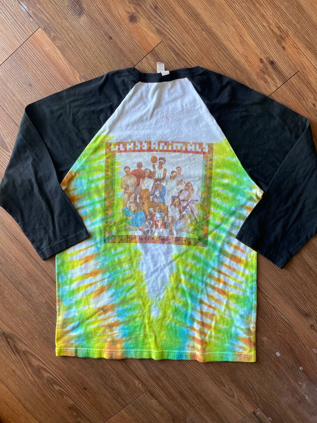 MEDIUM Men’s Glass Animals How to Be a Human Being Handmade Tie Dye T-Shirt | One-Of-a-Kind Multicolor Pleated Short Sleeve