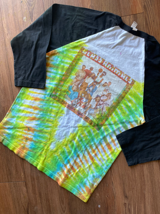 MEDIUM Men’s Glass Animals How to Be a Human Being Handmade Tie Dye T-Shirt | One-Of-a-Kind Multicolor Pleated Short Sleeve