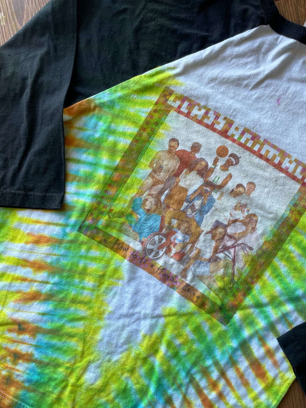 MEDIUM Men’s Glass Animals How to Be a Human Being Handmade Tie Dye T-Shirt | One-Of-a-Kind Multicolor Pleated Short Sleeve