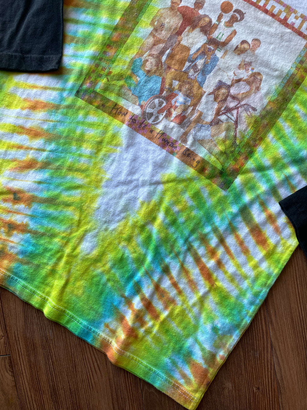 MEDIUM Men’s Glass Animals How to Be a Human Being Handmade Tie Dye T-Shirt | One-Of-a-Kind Multicolor Pleated Short Sleeve