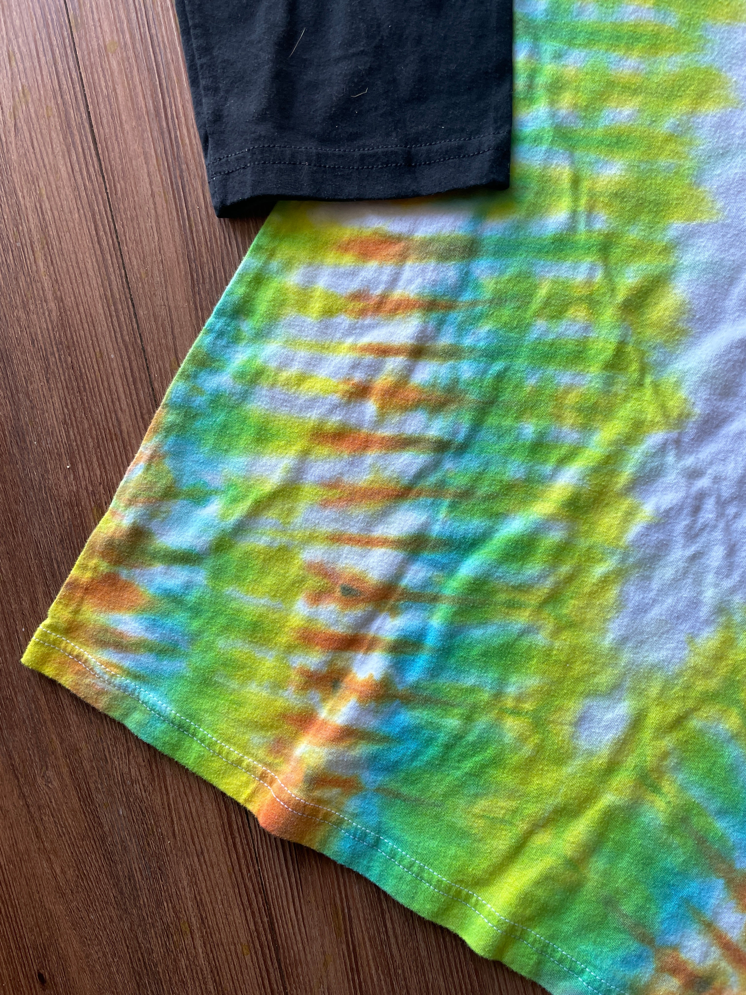 MEDIUM Men’s Glass Animals How to Be a Human Being Handmade Tie Dye T-Shirt | One-Of-a-Kind Multicolor Pleated Short Sleeve