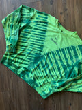 XL Women’s No Thanks Handmade Tie Dye Long Sleeve T-Shirt | One-Of-a-Kind Neon Green and Blue Long Sleeve