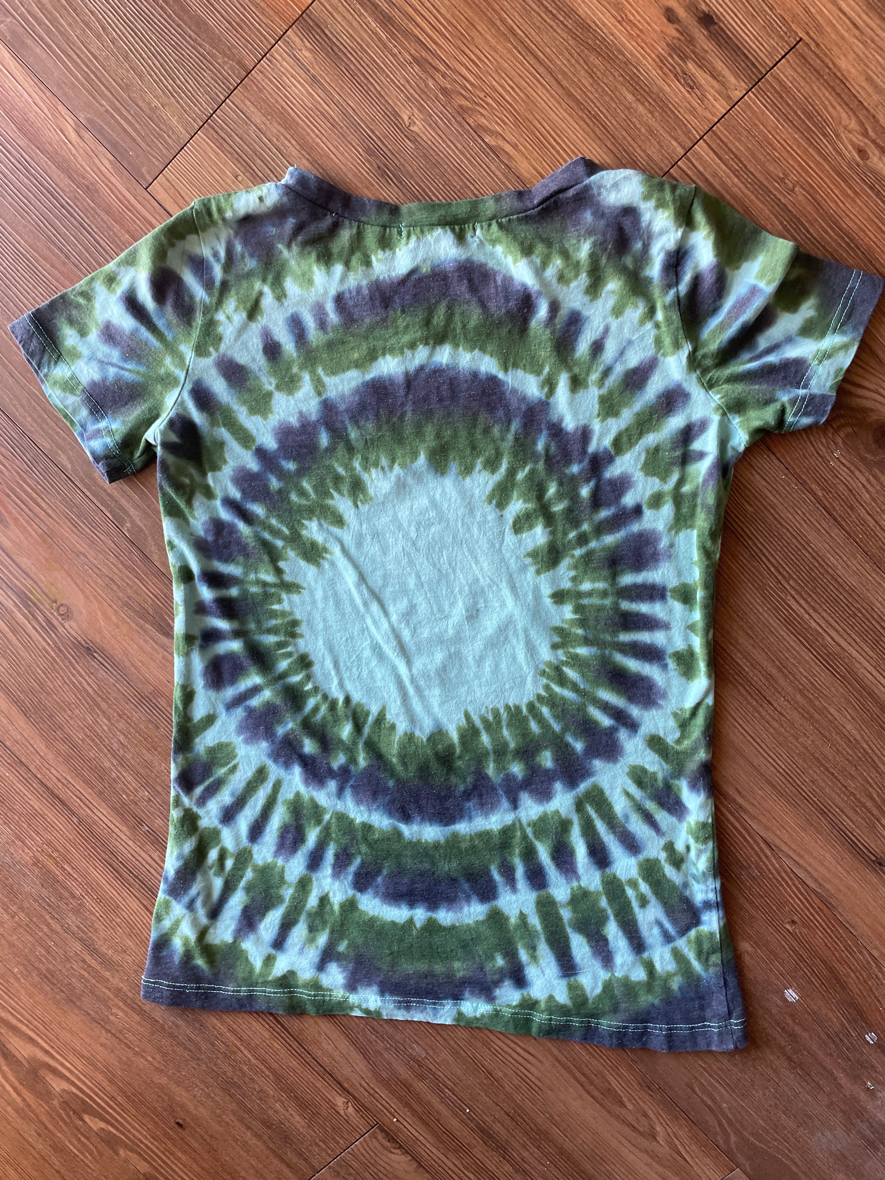 XS/S Women’s Go Climb a Cactus Handmade Tie Dye T-Shirt | One-Of-a-Kind Blue and Green Short Sleeve