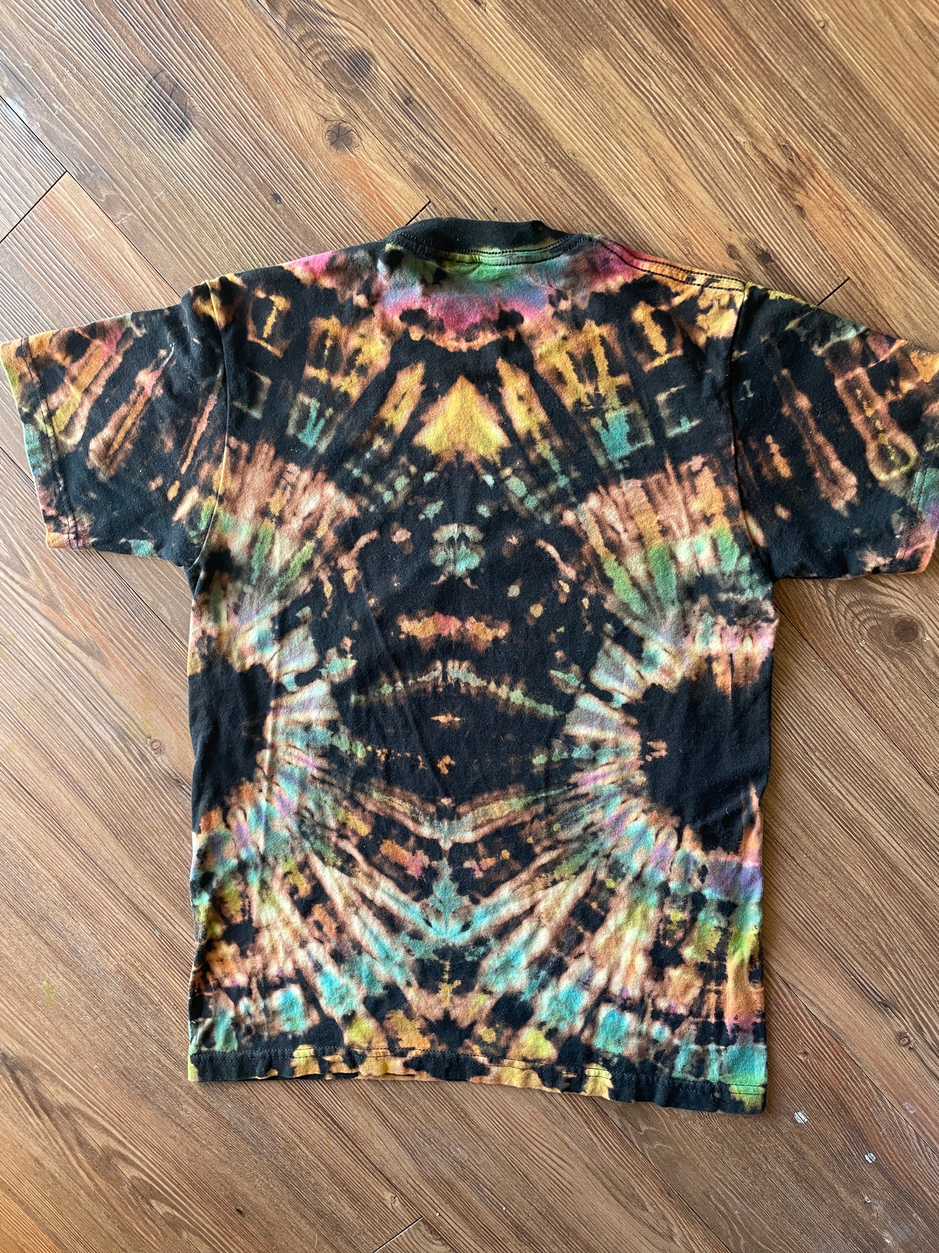 MEDIUM Men’s Nirvana Come As You Are Handmade Tie Dye T-Shirt | One-Of-a-Kind Pastel Rainbow and Black Short Sleeve