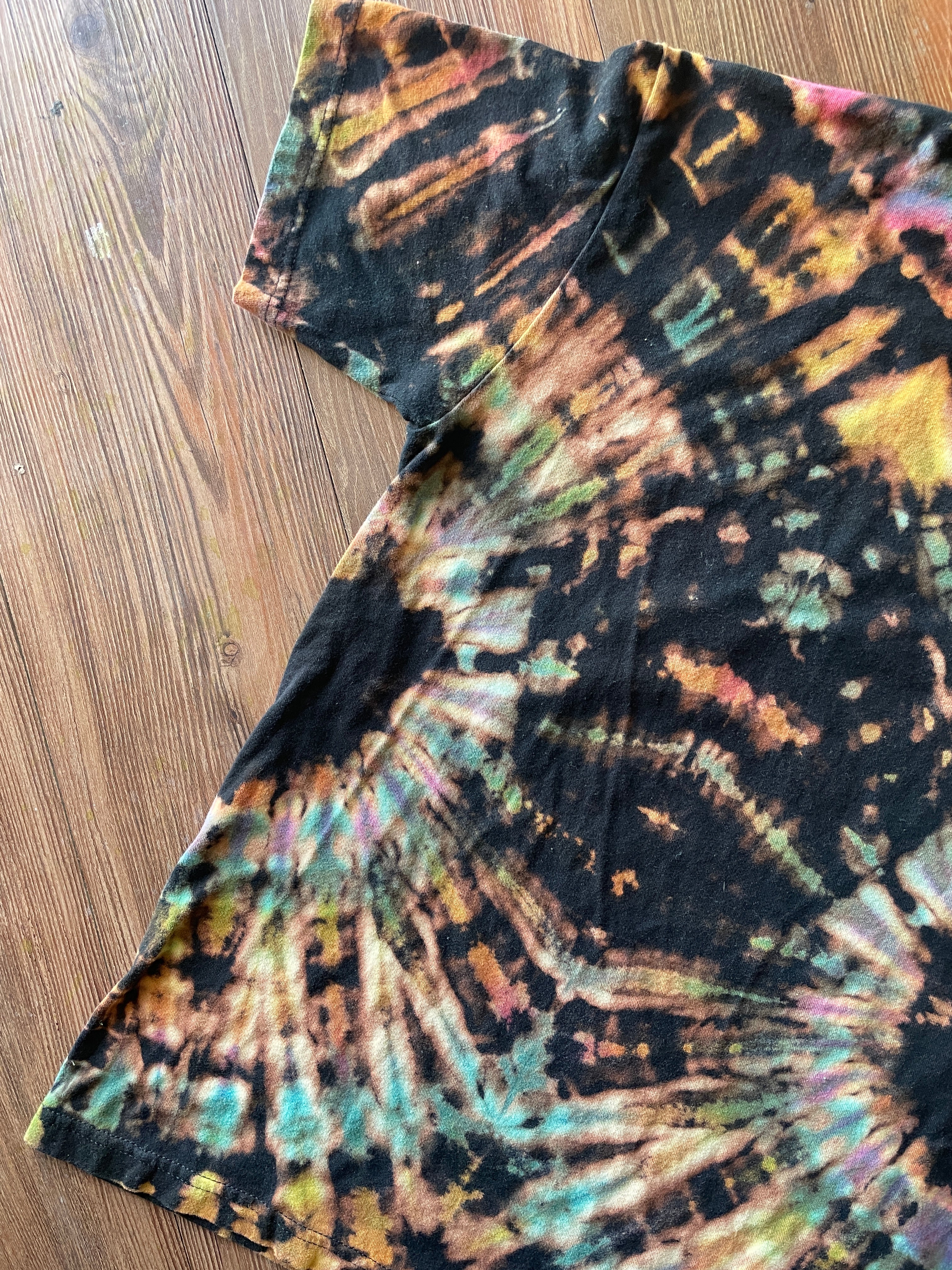 MEDIUM Men’s Nirvana Come As You Are Handmade Tie Dye T-Shirt | One-Of-a-Kind Pastel Rainbow and Black Short Sleeve