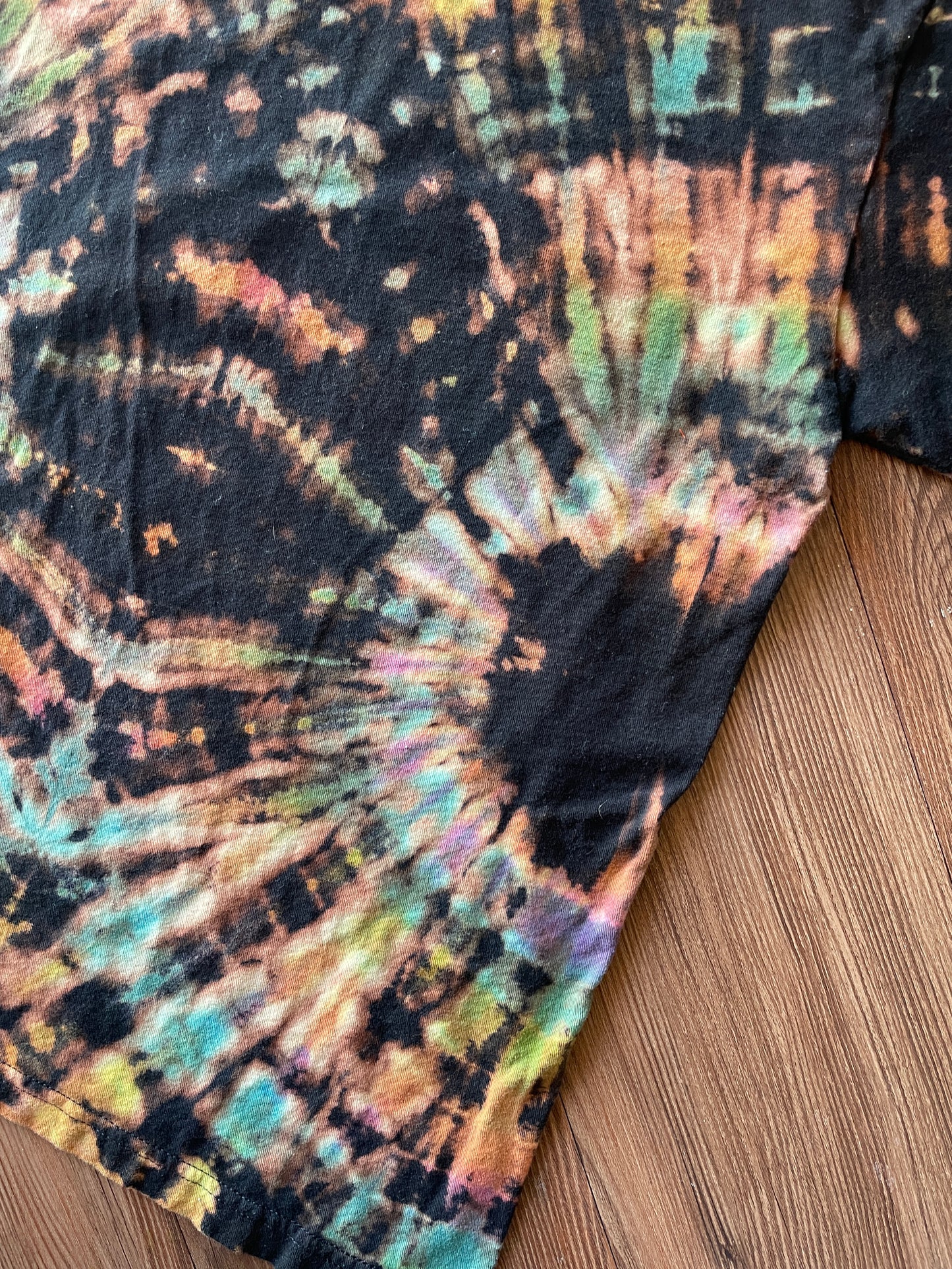 MEDIUM Men’s Nirvana Come As You Are Handmade Tie Dye T-Shirt | One-Of-a-Kind Pastel Rainbow and Black Short Sleeve