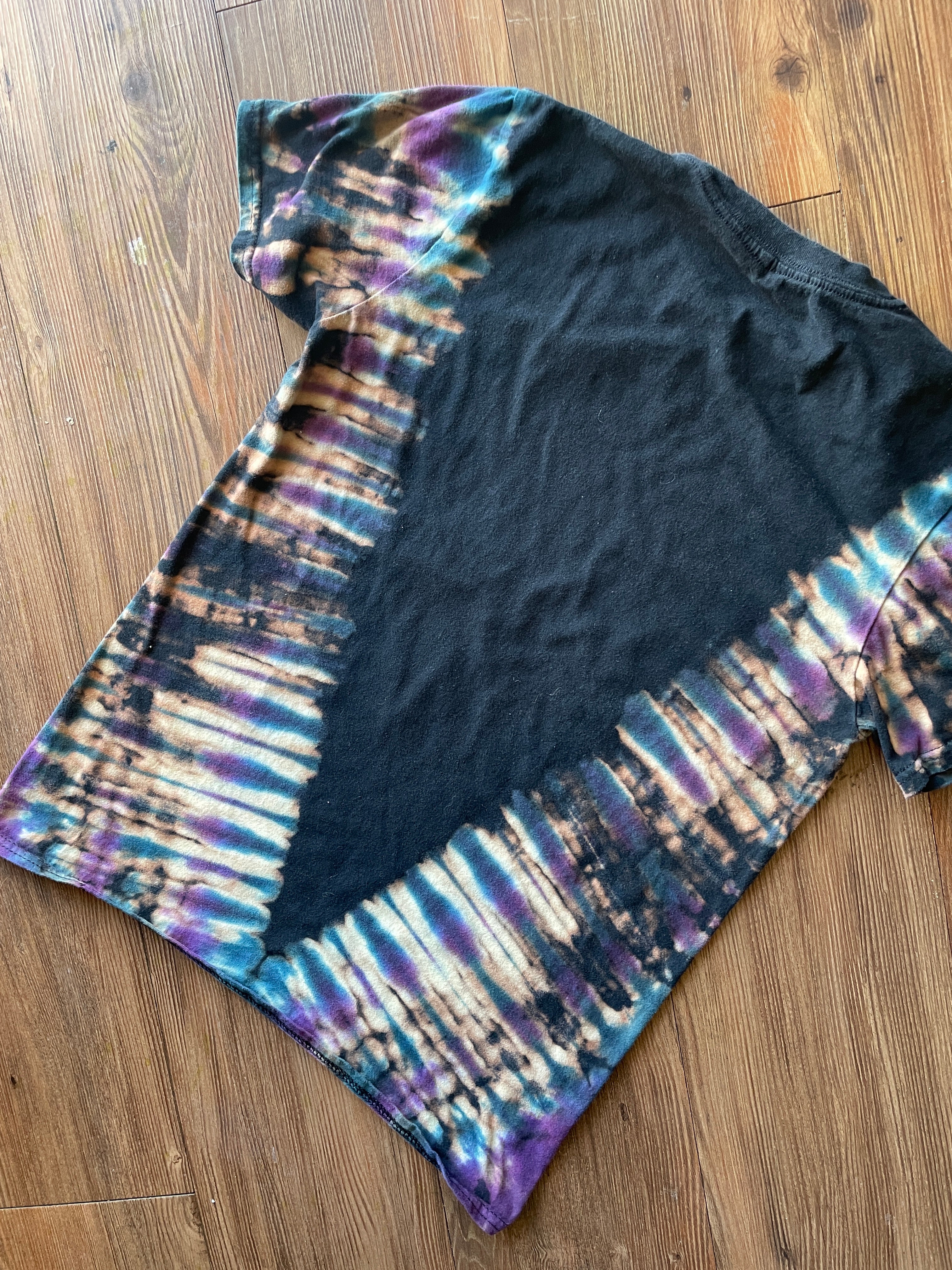XS/S Men’s Ice Cube Handmade Reverse Tie Dye T-Shirt | One-Of-a-Kind Black, Purple, and Blue Short Sleeve