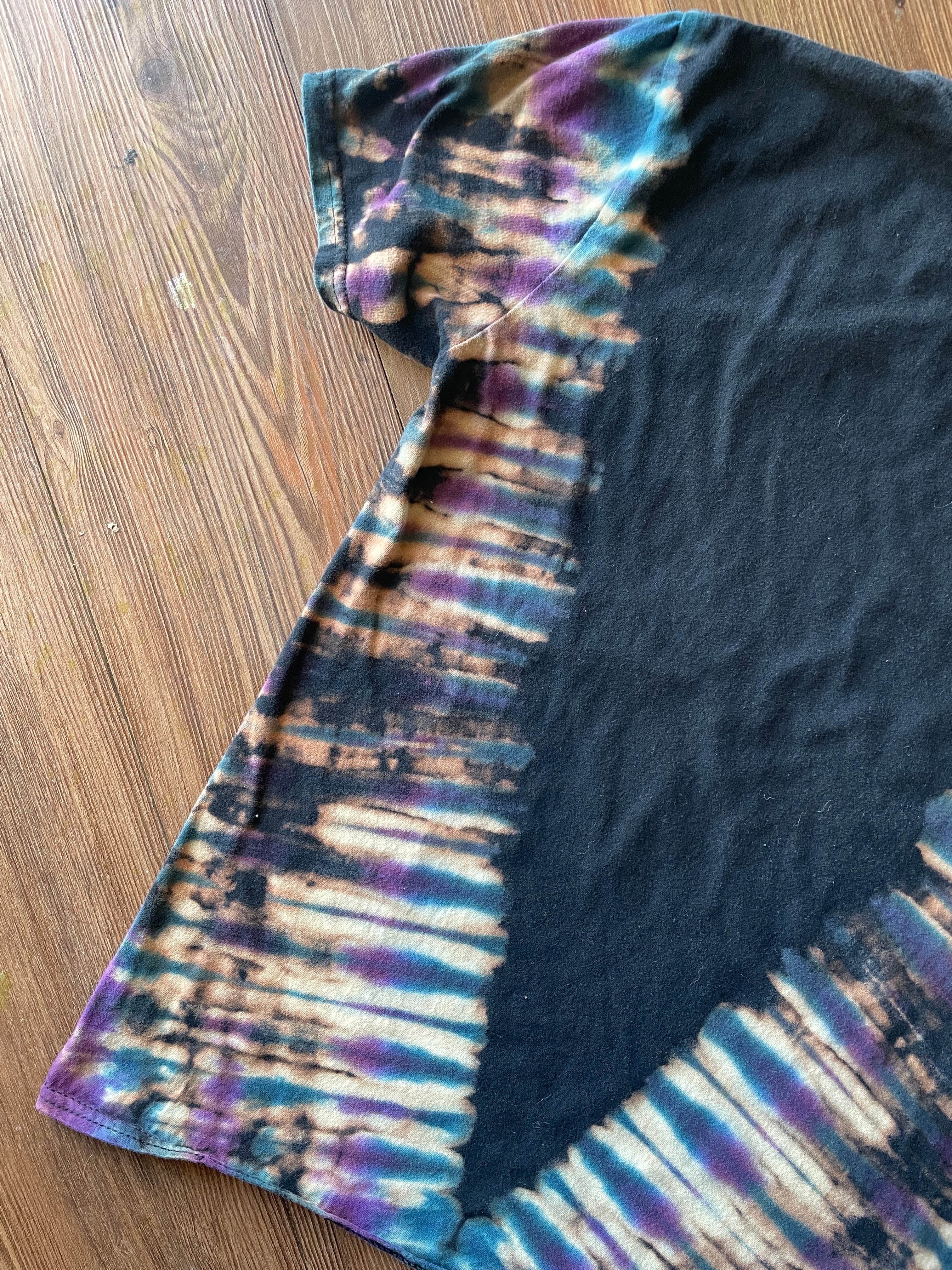 XS/S Men’s Ice Cube Handmade Reverse Tie Dye T-Shirt | One-Of-a-Kind Black, Purple, and Blue Short Sleeve