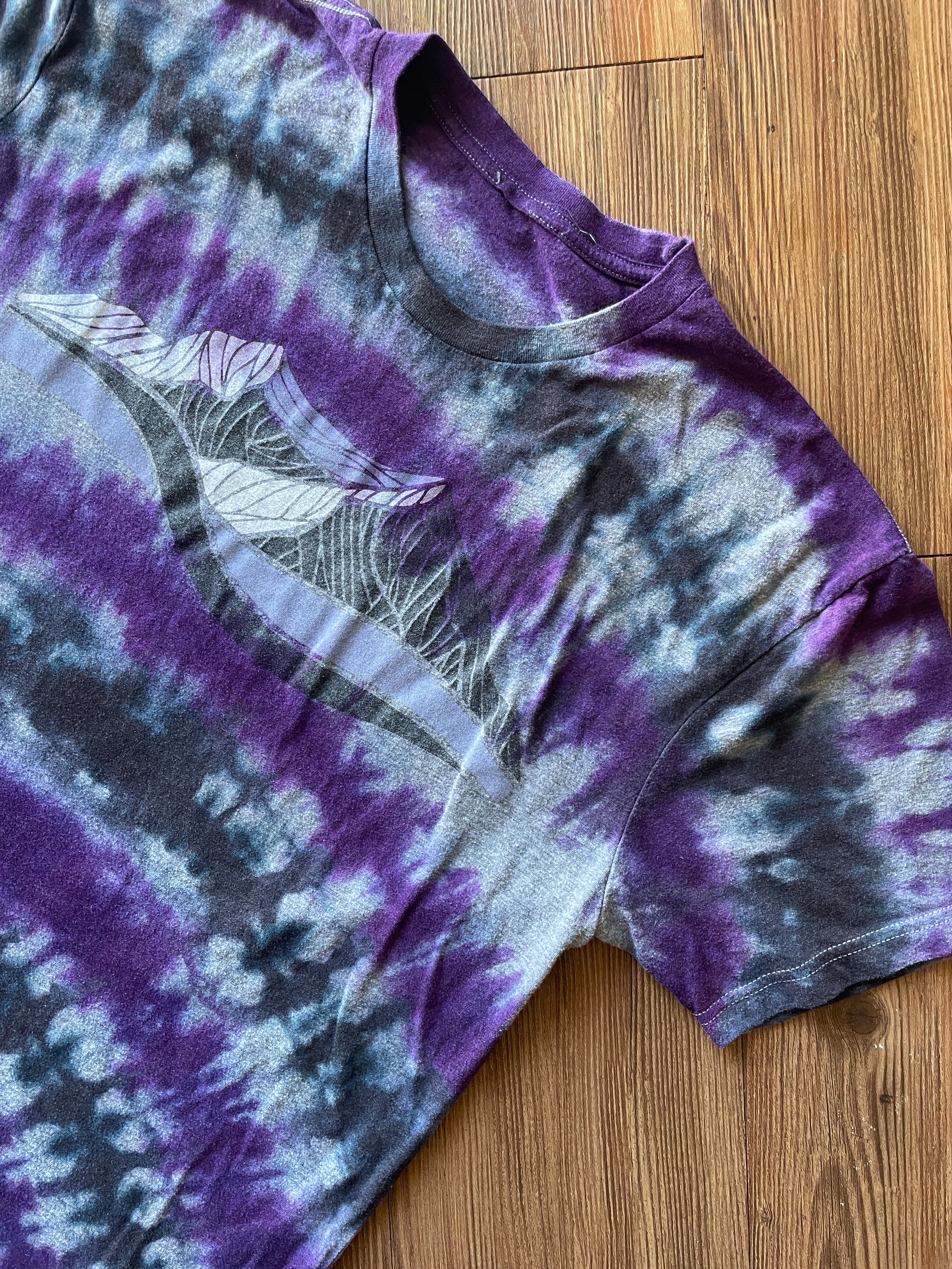 LARGE Men’s Purple Mountain Majesty Handmade Tie Dye T-Shirt | One-Of-a-Kind Purple, Gray, and Black Short Sleeve