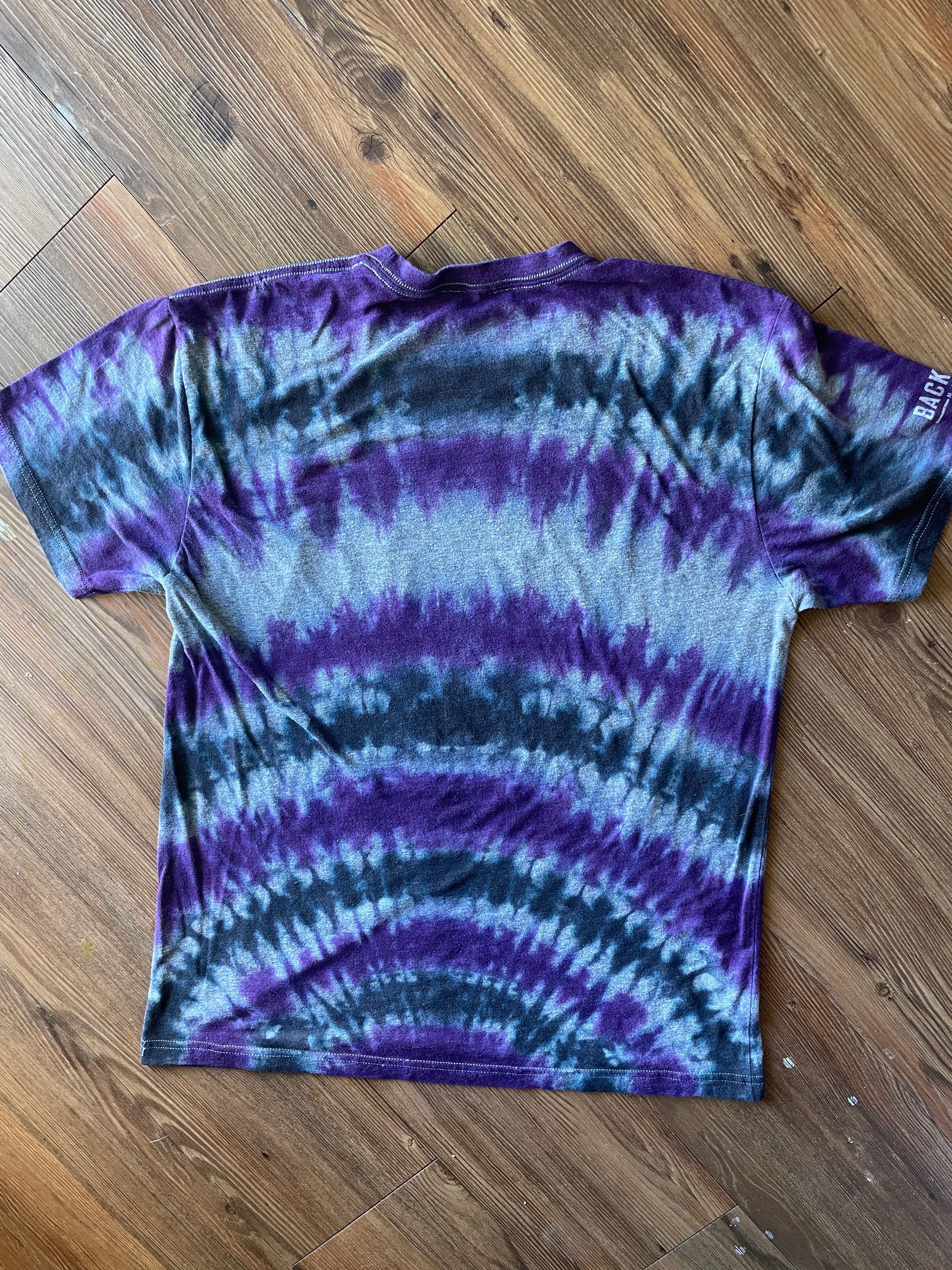 LARGE Men’s Purple Mountain Majesty Handmade Tie Dye T-Shirt | One-Of-a-Kind Purple, Gray, and Black Short Sleeve
