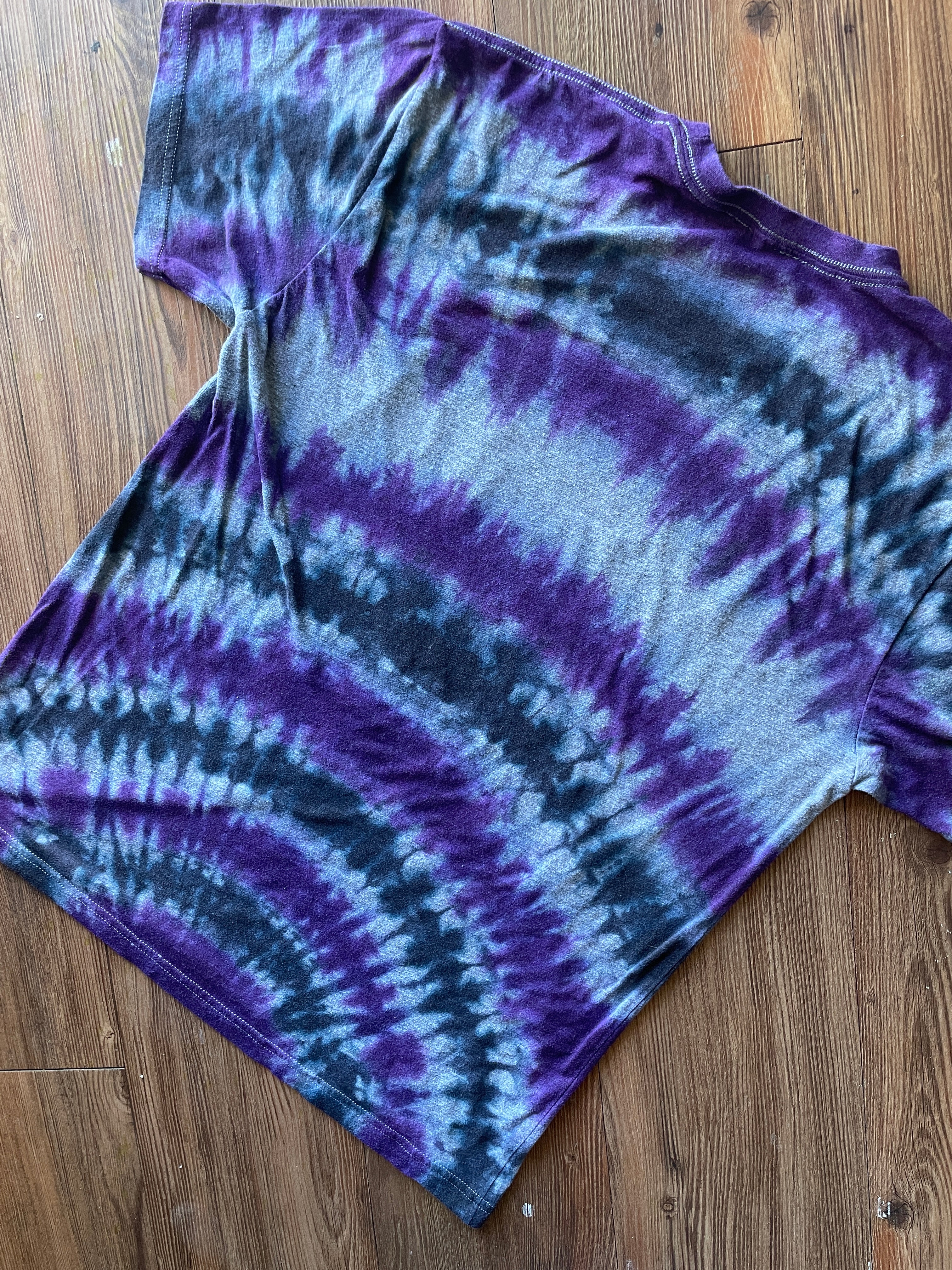 LARGE Men’s Purple Mountain Majesty Handmade Tie Dye T-Shirt | One-Of-a-Kind Purple, Gray, and Black Short Sleeve