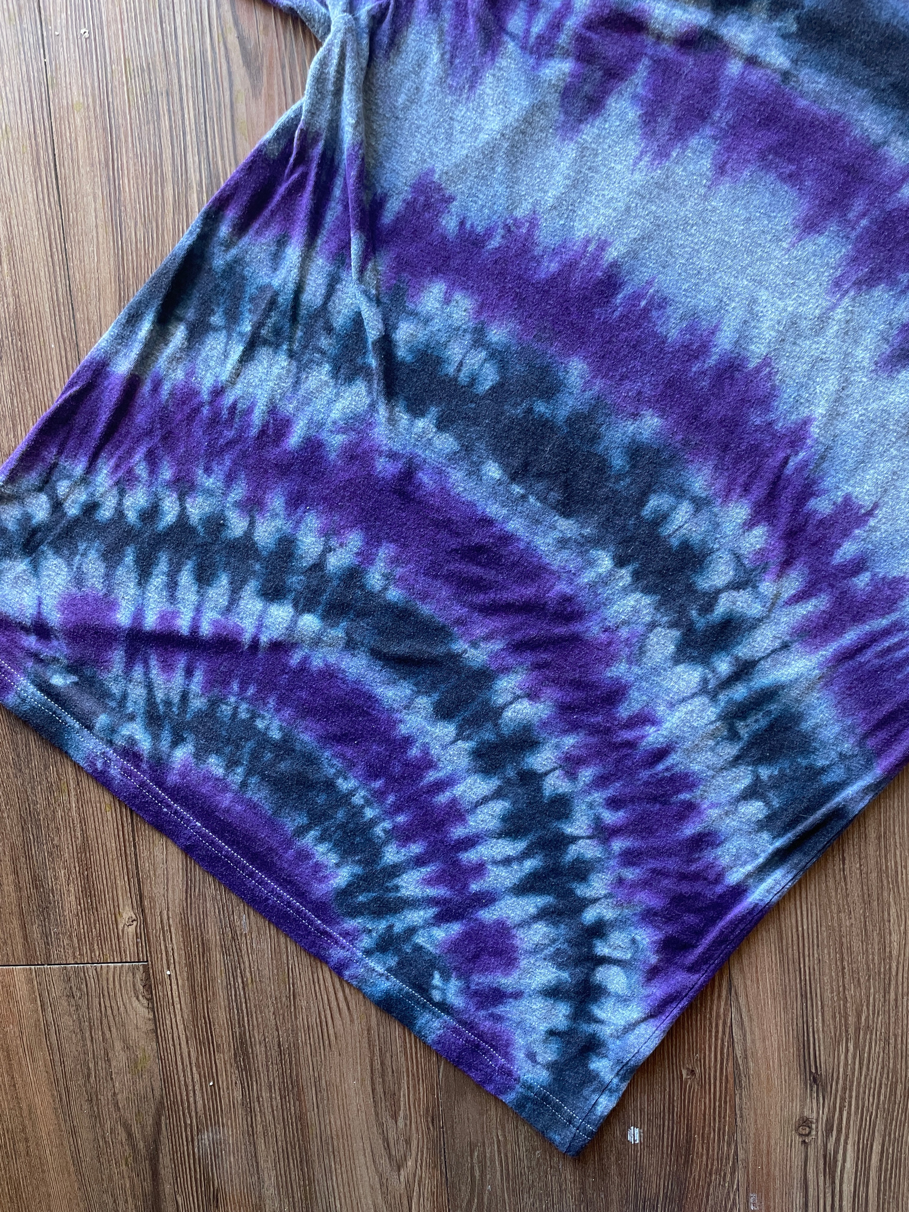 LARGE Men’s Purple Mountain Majesty Handmade Tie Dye T-Shirt | One-Of-a-Kind Purple, Gray, and Black Short Sleeve