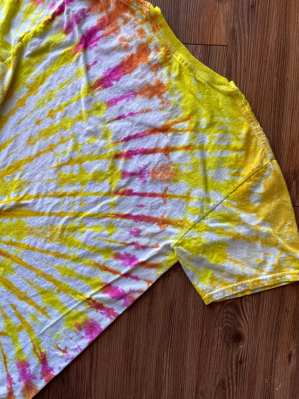 SMALL Men’s I Do What I Want Handmade Tie Dye T-Shirt | One-Of-a-Kind Pink and Orange Spiral Short Sleeve