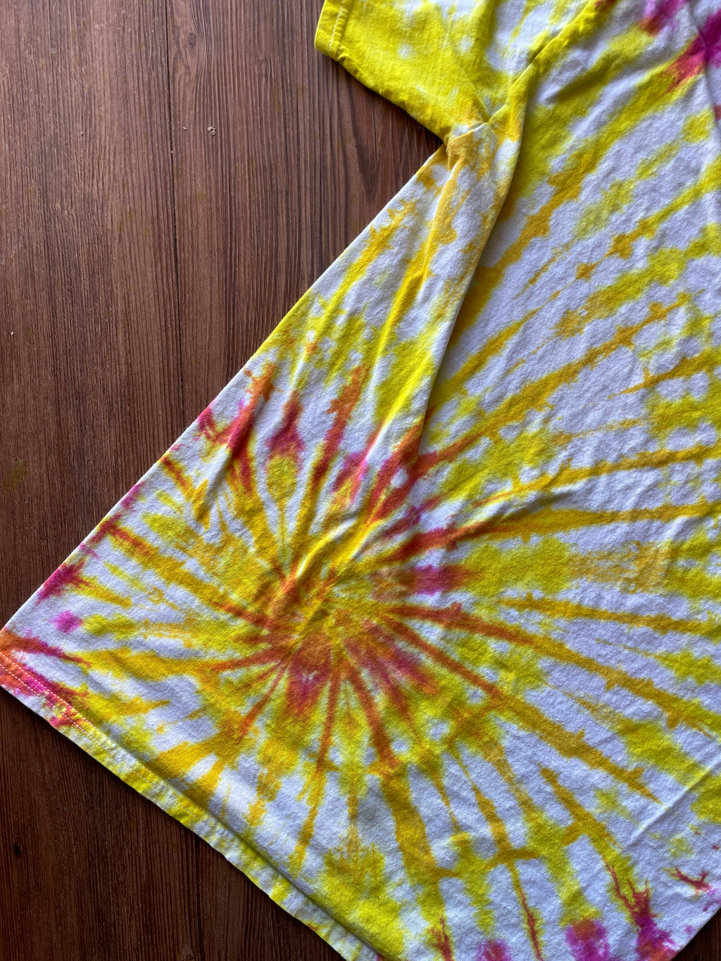 SMALL Men’s I Do What I Want Handmade Tie Dye T-Shirt | One-Of-a-Kind Pink and Orange Spiral Short Sleeve