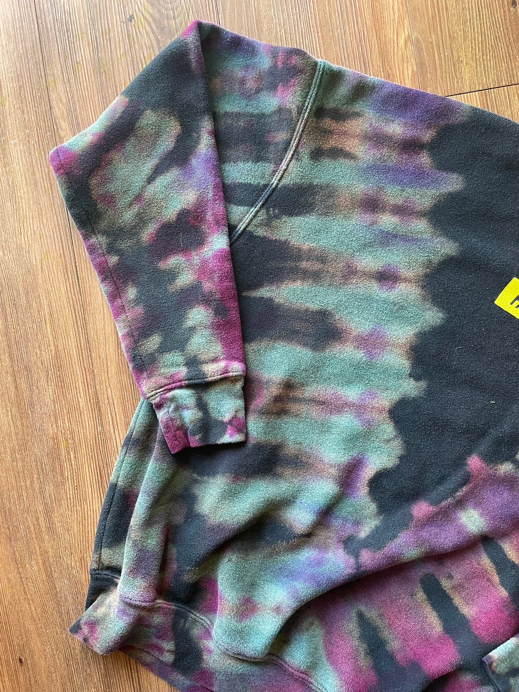 SMALL Men’s Handmade FAME Tie Dye Sweatshirt | One-Of-a-Kind Black, Pink and Teal Long Sleeve