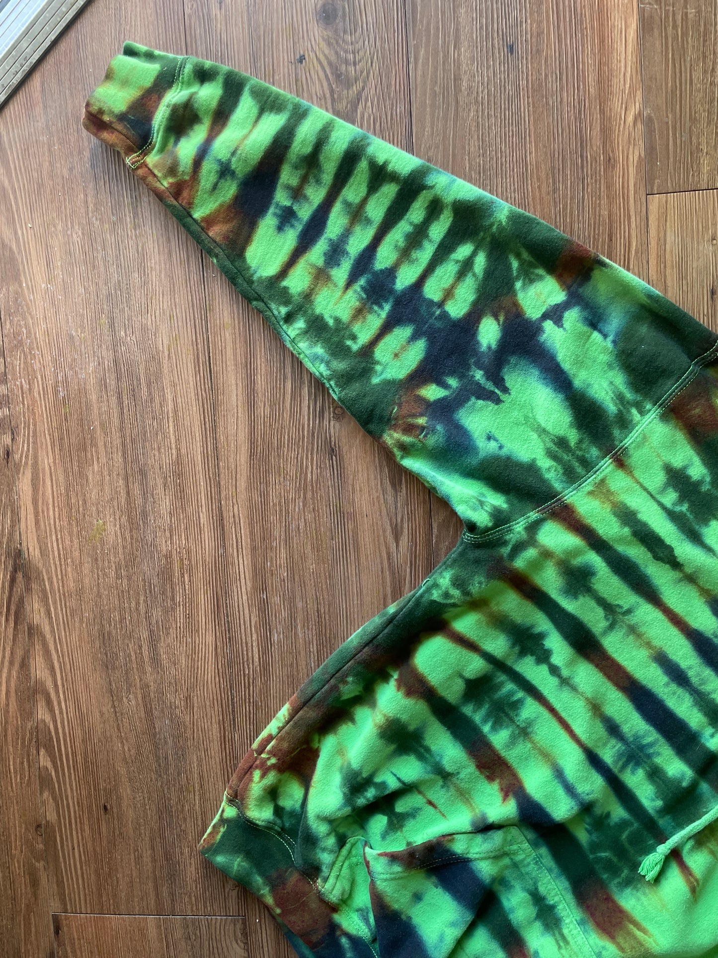 M/L Men’s Green and Brown Handmade Tie Dye Hoodie | One-Of-a-Kind Earth Tones Long Sleeve Sweatshirt