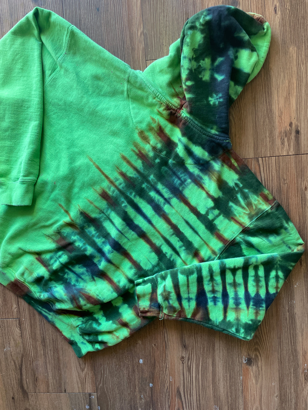 M/L Men’s Green and Brown Handmade Tie Dye Hoodie | One-Of-a-Kind Earth Tones Long Sleeve Sweatshirt