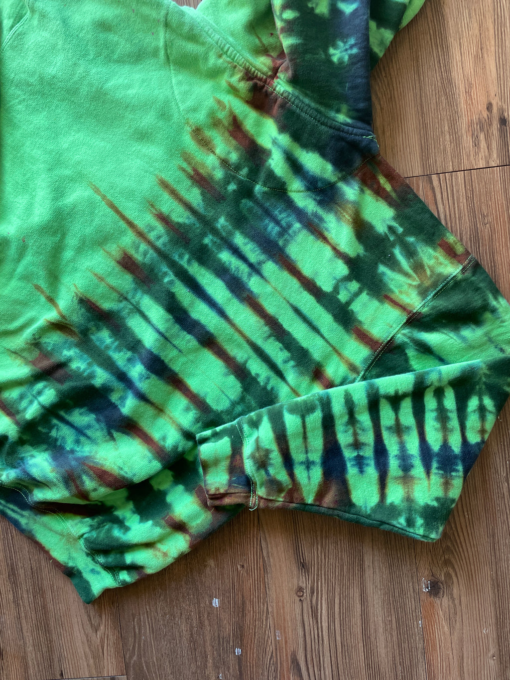 M/L Men’s Green and Brown Handmade Tie Dye Hoodie | One-Of-a-Kind Earth Tones Long Sleeve Sweatshirt