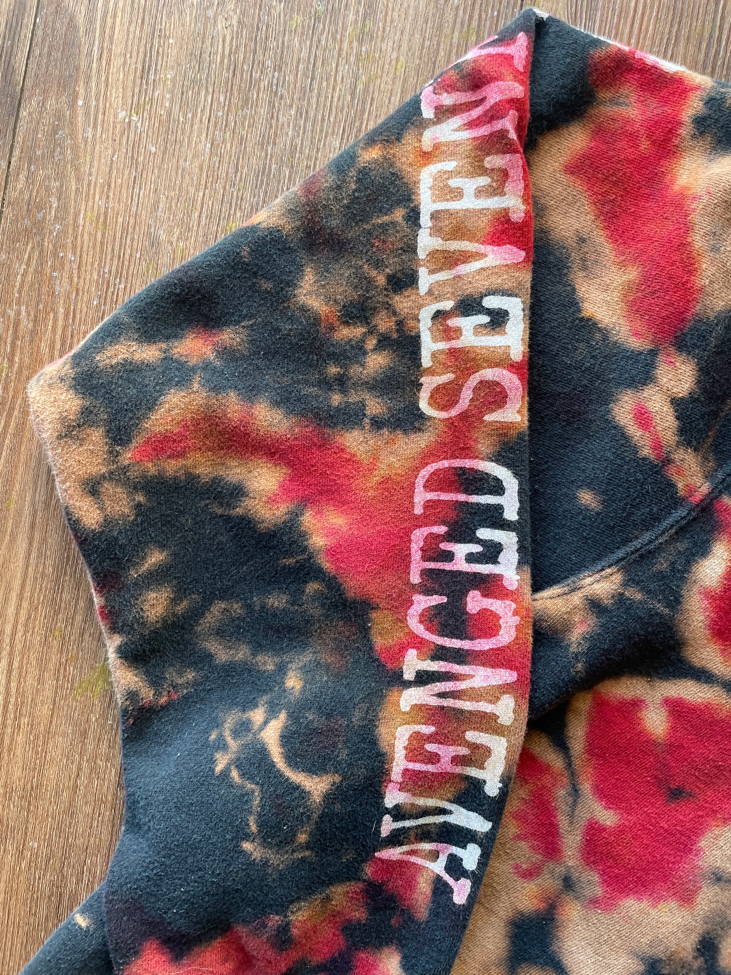 MEDIUM Men’s Avenged Sevenfold Handmade Tie Dye Hoodie | One-Of-a-Kind Red and Black Long Sleeve Sweatshirt