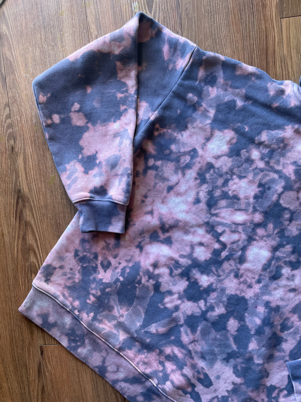 LARGE Men’s Handmade Fila Tie Dye Hoodie | One-Of-a-Kind Pastel Purple and Gray Long Sleeve Sweatshirt