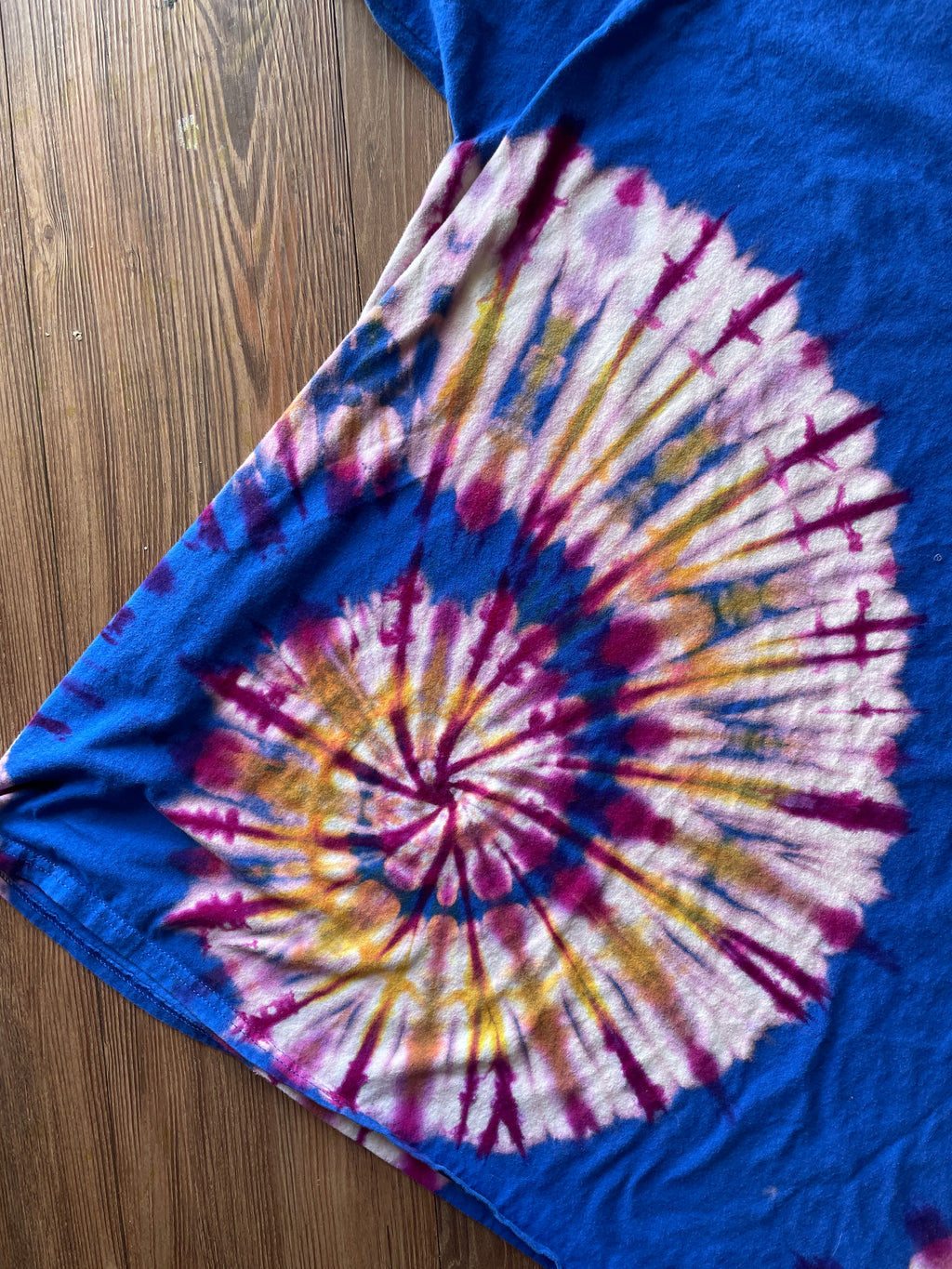 3XL Men’s Girls Just Wanna Have Fundamental Rights Handmade Tie Dye T-Shirt | One-Of-a-Kind Blue and Pink Spiral Short Sleeve