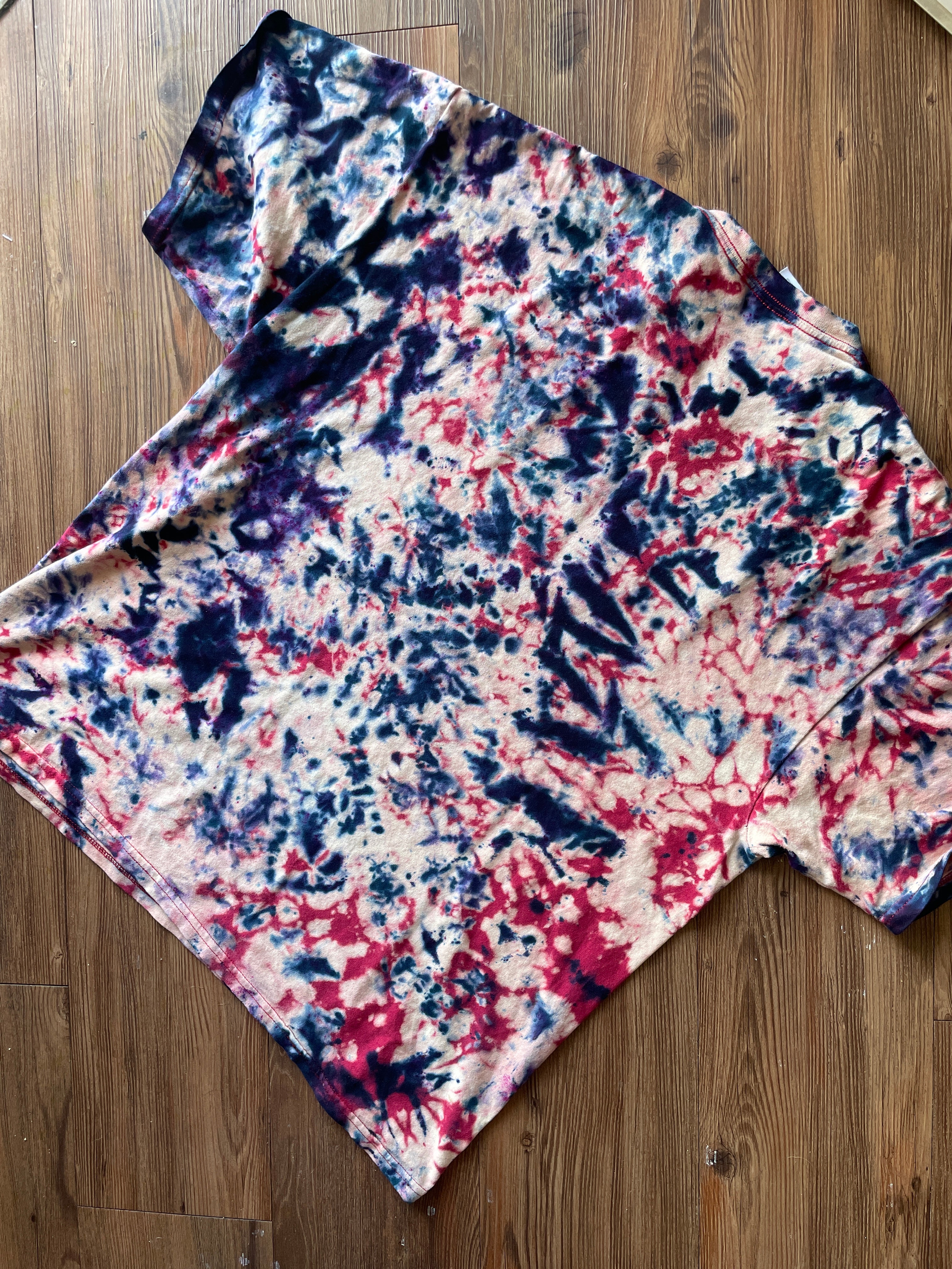 XL Men’s Custer's Last Stand Handmade Reverse Tie Dye T-Shirt | One-Of-a-Kind Red, White, and Blue Bleach Dyed Short Sleeve