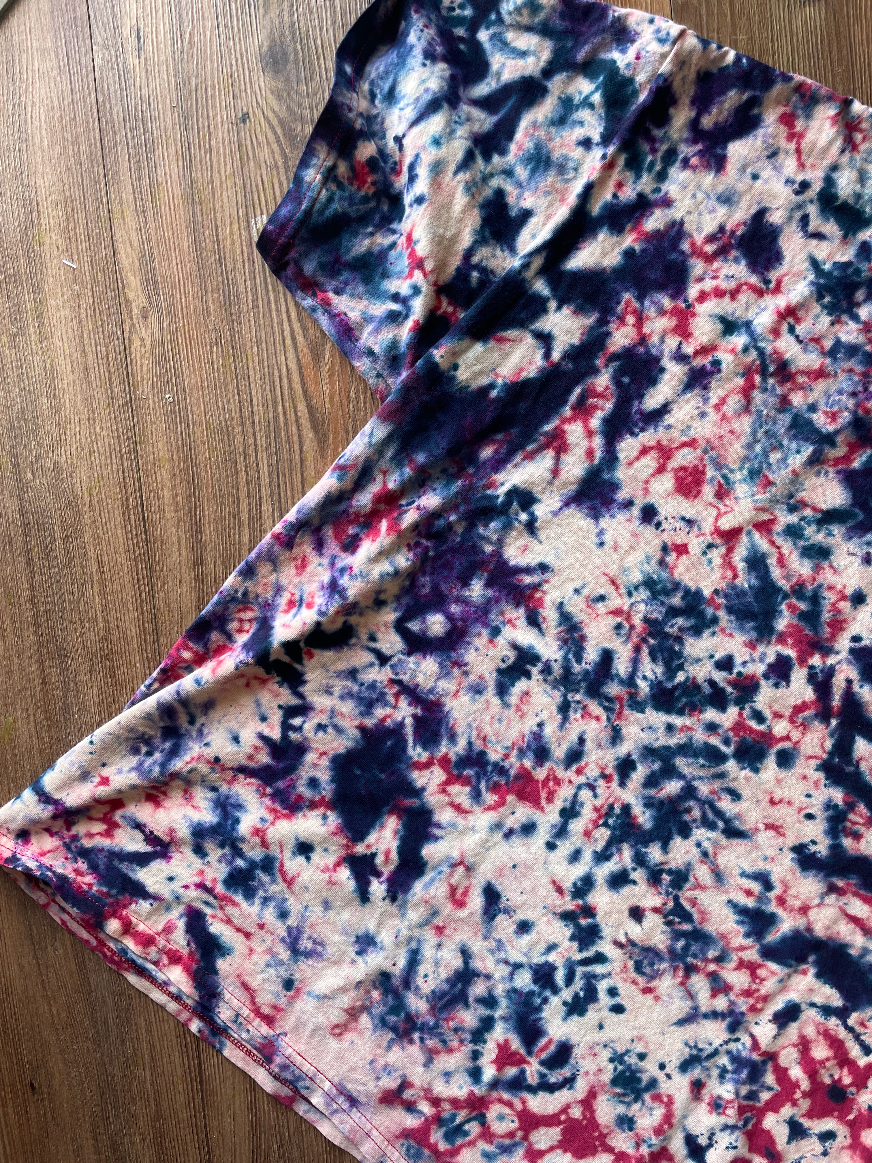 XL Men’s Custer's Last Stand Handmade Reverse Tie Dye T-Shirt | One-Of-a-Kind Red, White, and Blue Bleach Dyed Short Sleeve