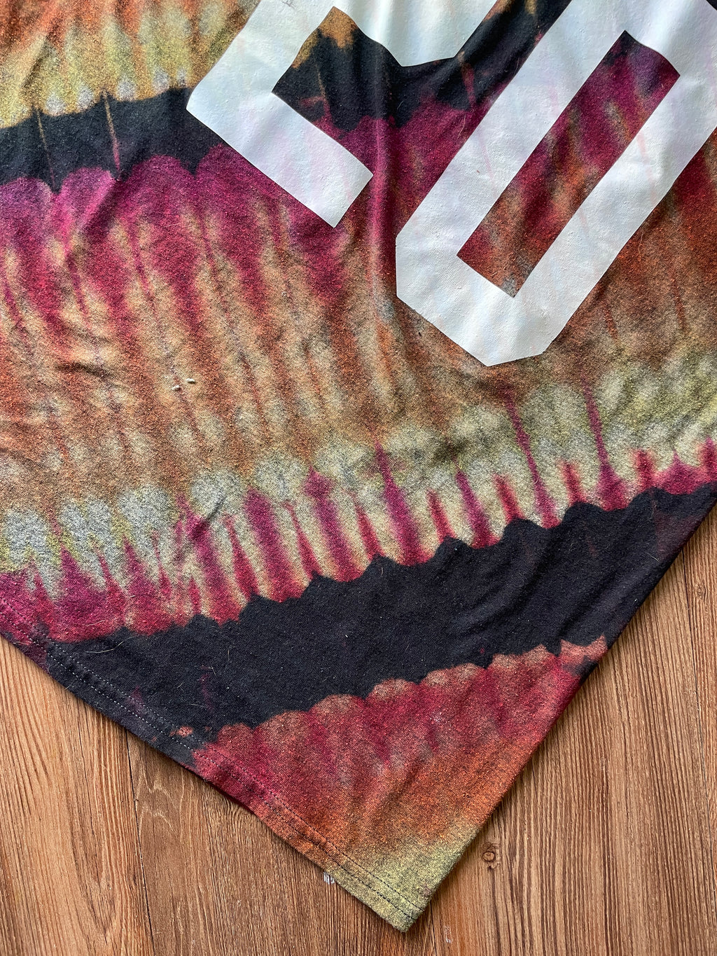 Large Men’s Utah Sucks Don't Move Here Handmade Reverse Tie Dye T-Shirt | One-Of-a-Kind Black and Red Pleated Short Sleeve