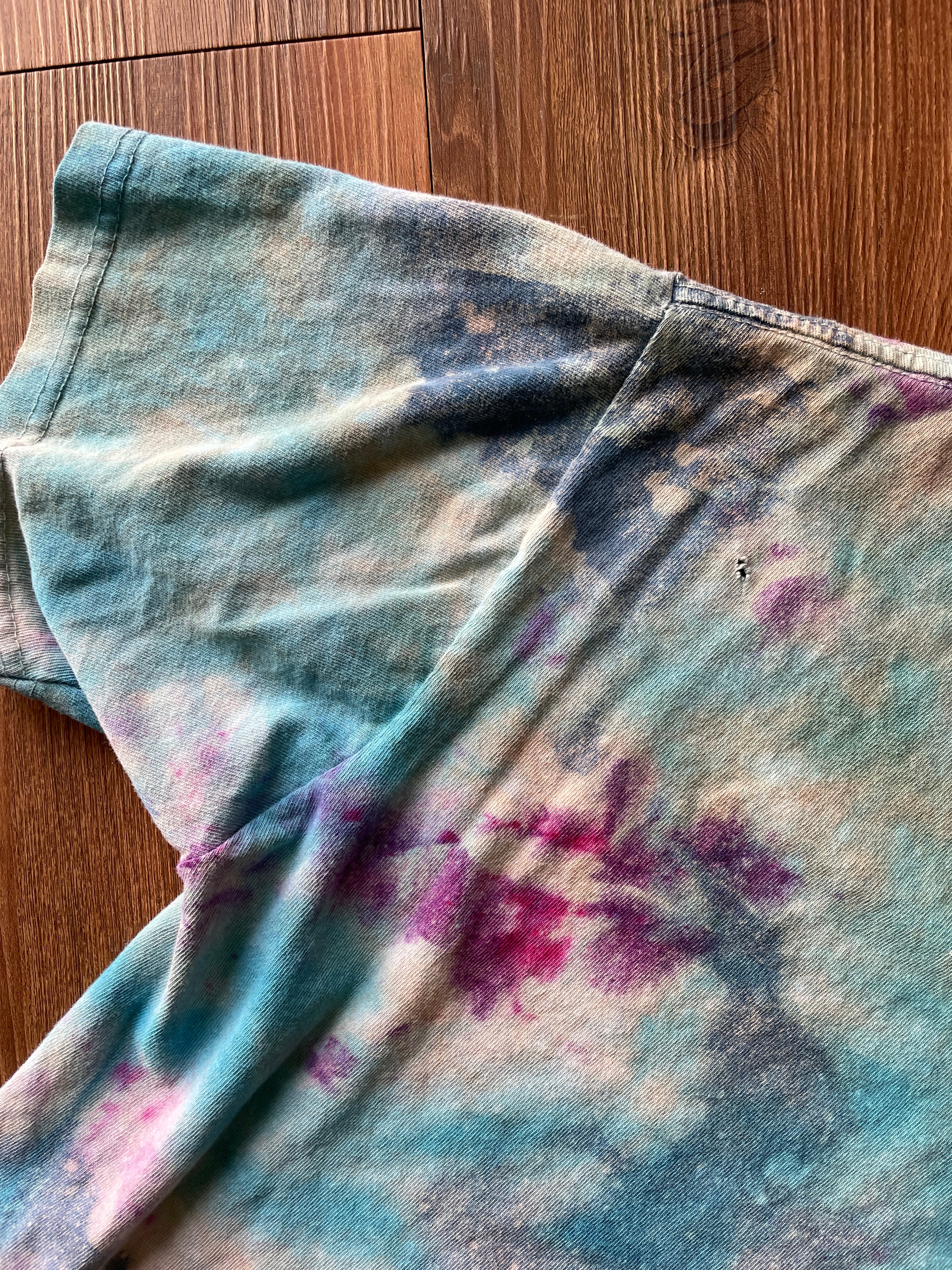 LARGE Men’s Giant Panda Galaxy Handmade Tie Dye T-Shirt | One-Of-a-Kind Pastel Blue and Purple Short Sleeve