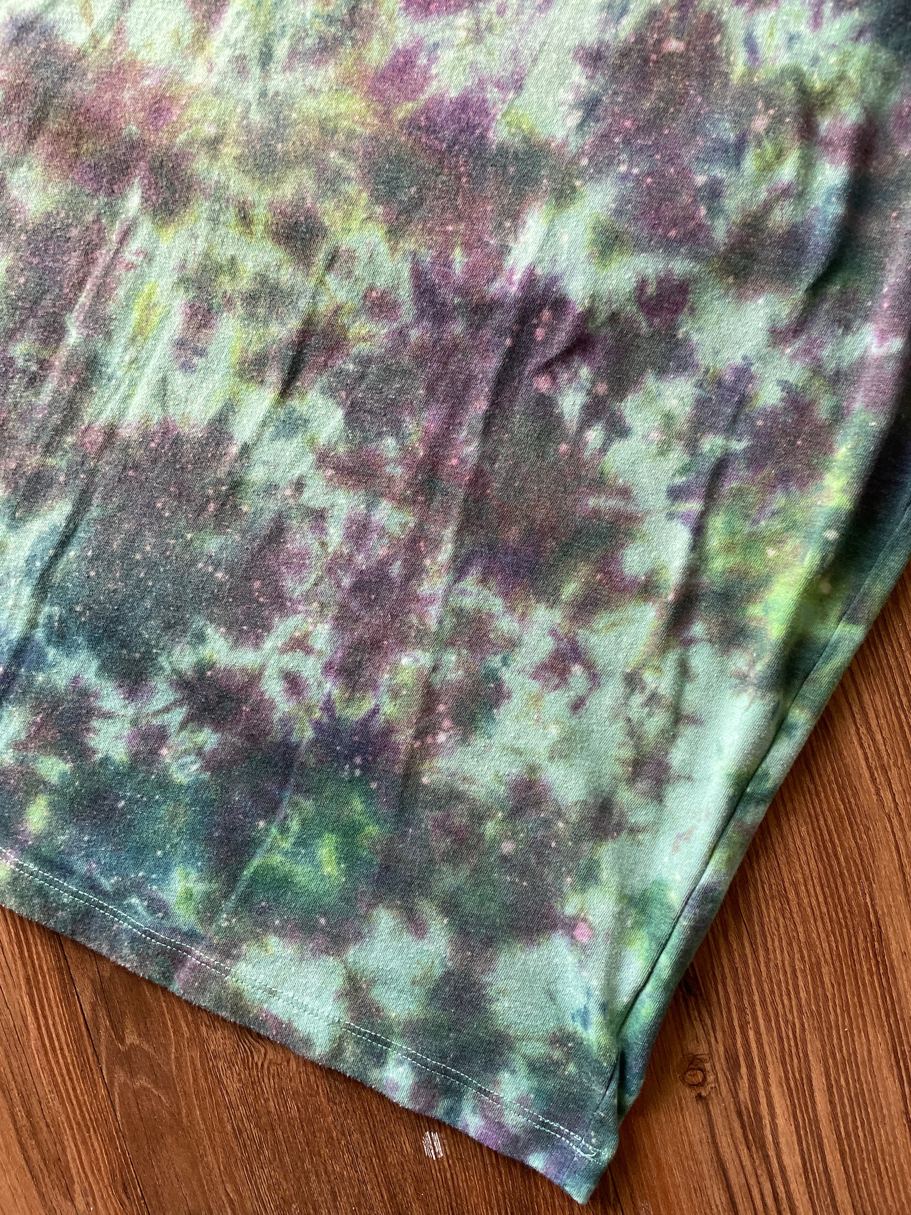 XL Men’s Intergalactic Space Adventure Pinball Galaxy Handmade Tie Dye T-Shirt | One-Of-a-Kind Blue and Purple Short Sleeve