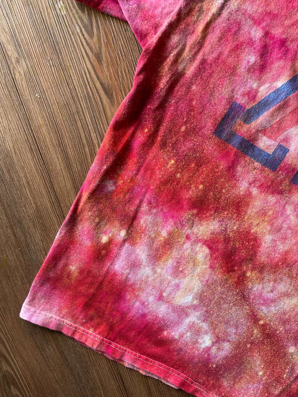XL Men’s University of Arizona Galaxy Handmade Tie Dye T-Shirt | One-Of-a-Kind Pastel Pink and Red Short Sleeve
