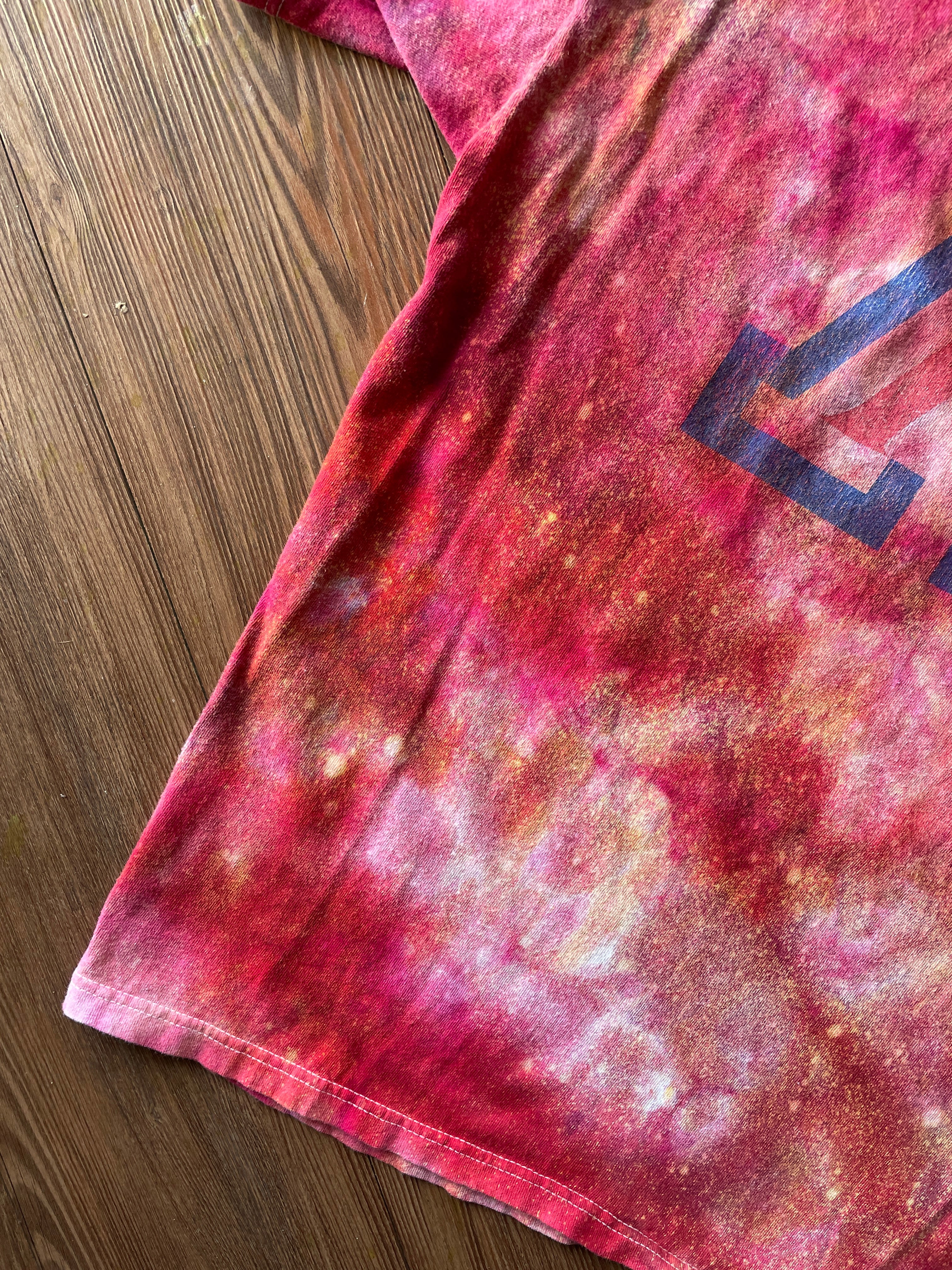 XL Men’s University of Arizona Galaxy Handmade Tie Dye T-Shirt | One-Of-a-Kind Pastel Pink and Red Short Sleeve