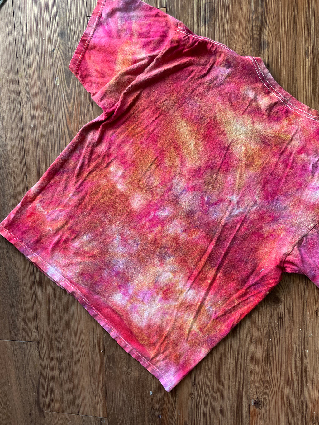 XL Men’s University of Arizona Galaxy Handmade Tie Dye T-Shirt | One-Of-a-Kind Pastel Pink and Red Short Sleeve