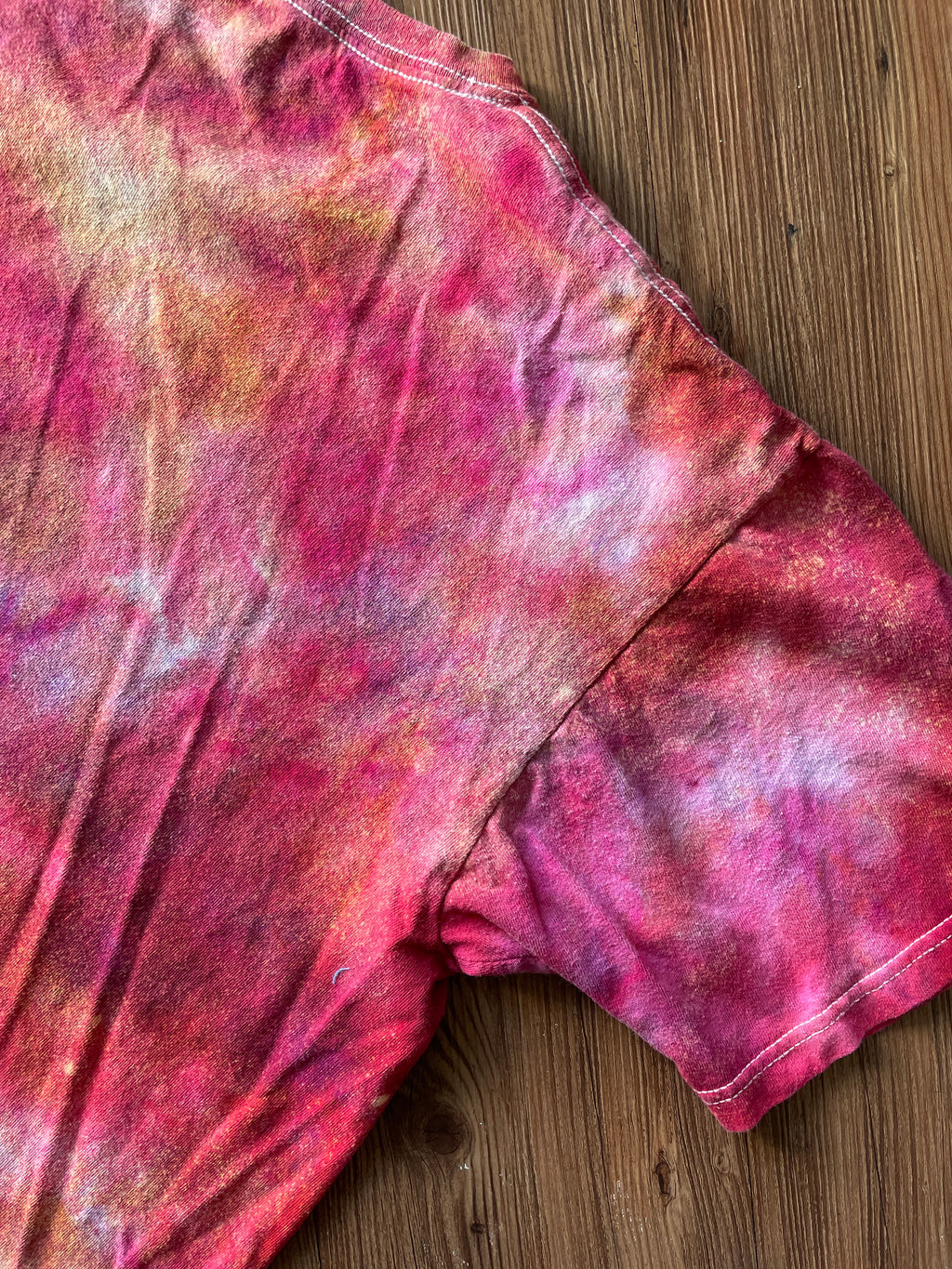 XL Men’s University of Arizona Galaxy Handmade Tie Dye T-Shirt | One-Of-a-Kind Pastel Pink and Red Short Sleeve