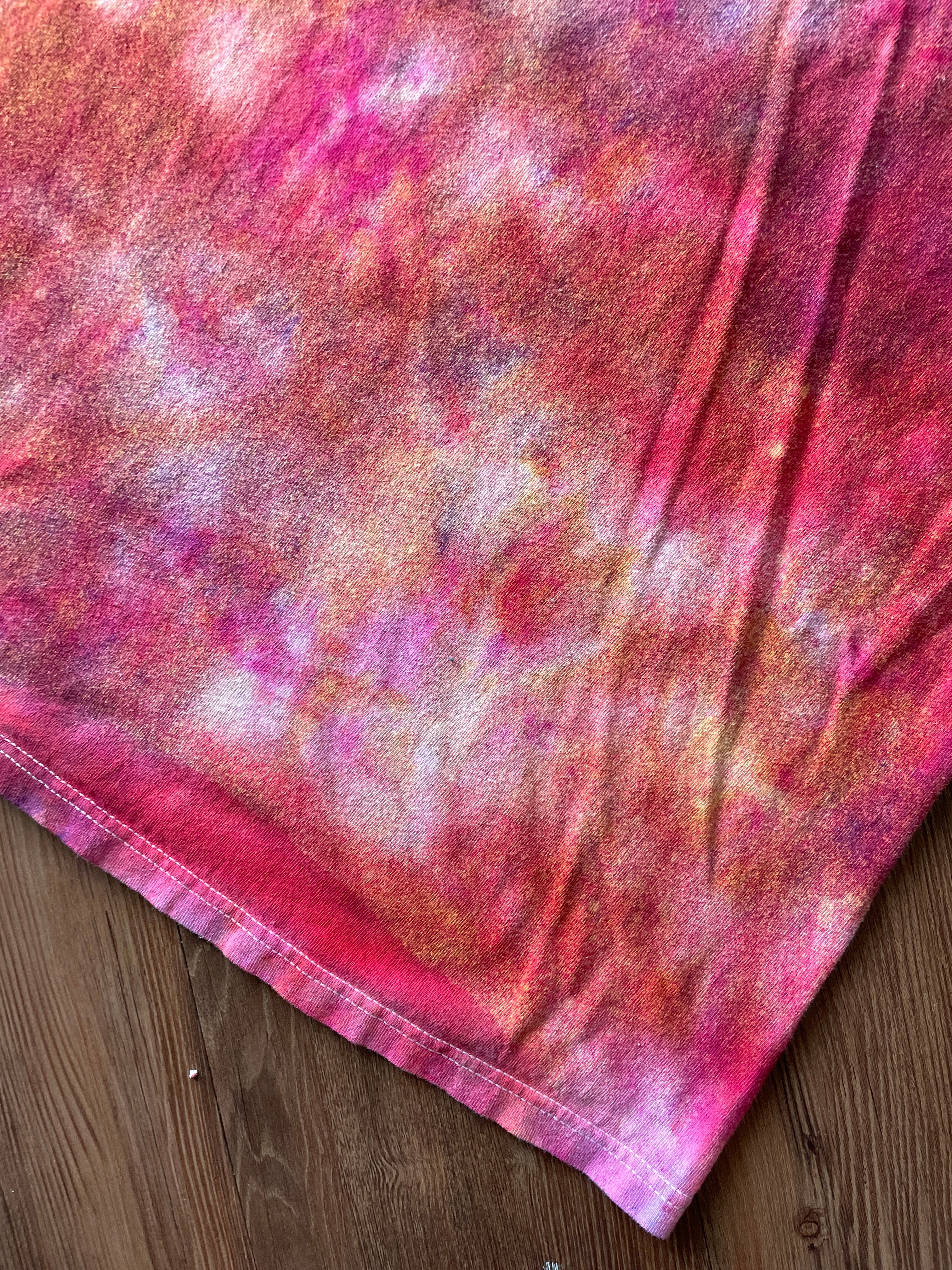 XL Men’s University of Arizona Galaxy Handmade Tie Dye T-Shirt | One-Of-a-Kind Pastel Pink and Red Short Sleeve
