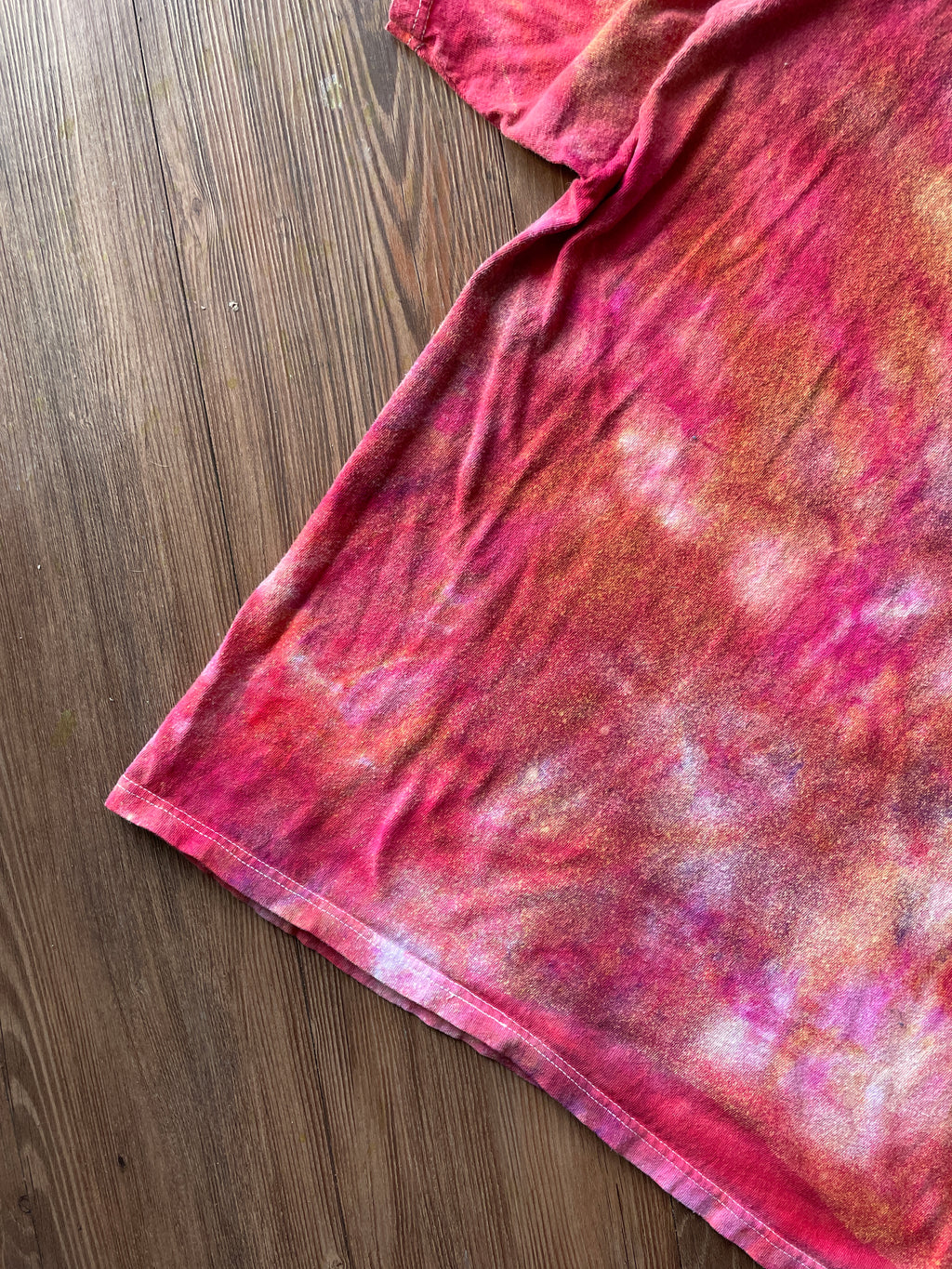 XL Men’s University of Arizona Galaxy Handmade Tie Dye T-Shirt | One-Of-a-Kind Pastel Pink and Red Short Sleeve